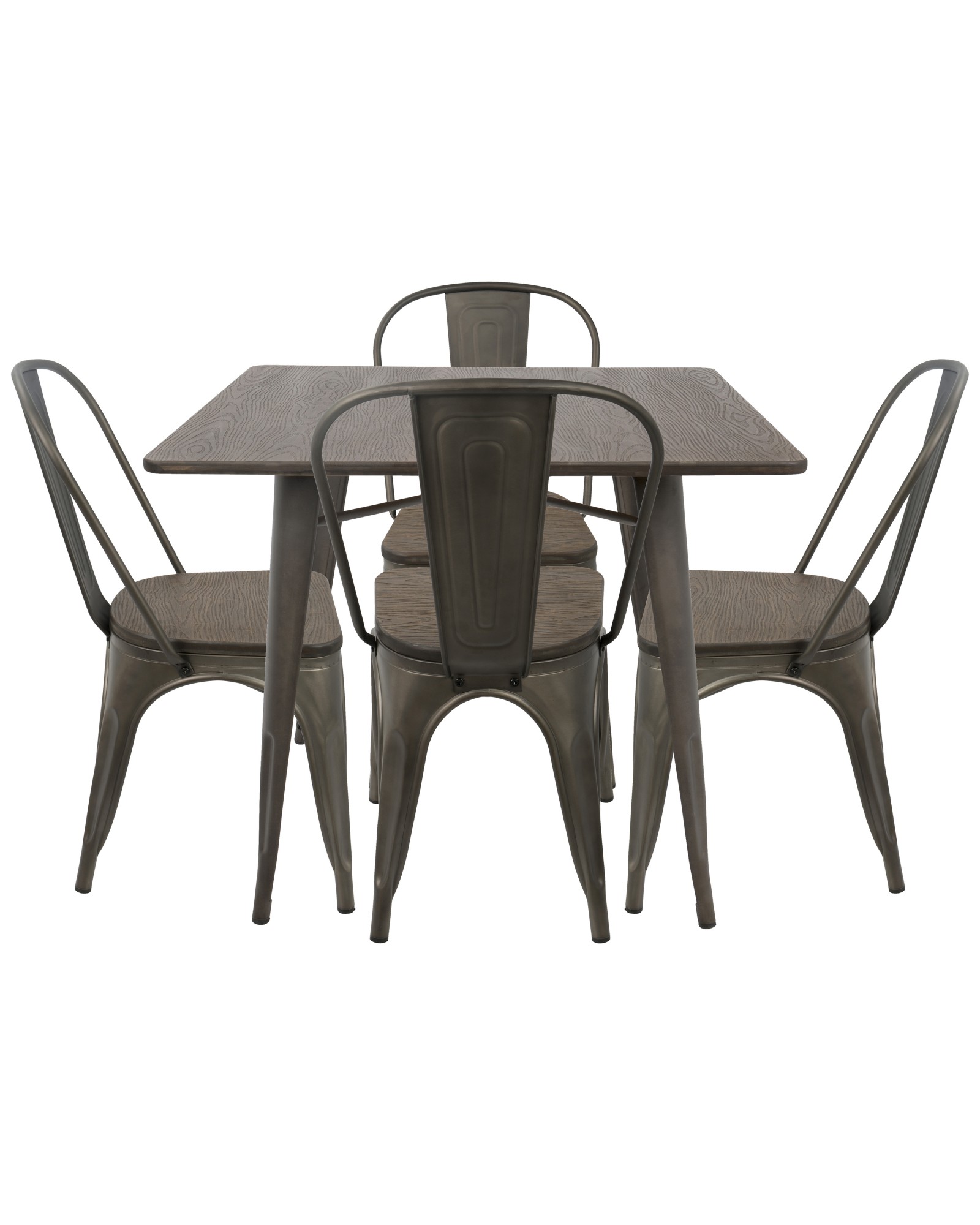 Oregon 5-Piece Industrial-Farmhouse Dining Set in Antique and Espresso