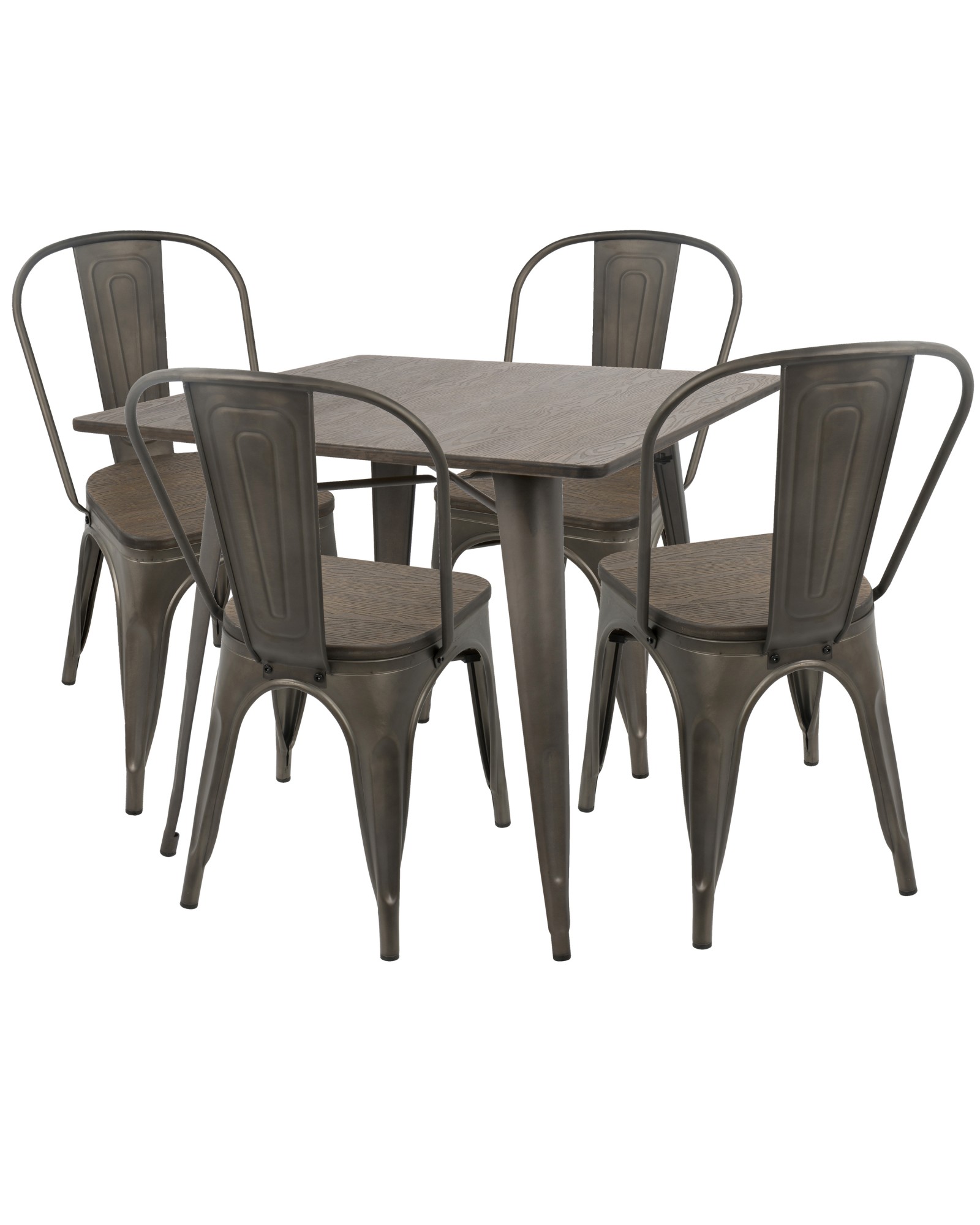 Oregon 5-Piece Industrial-Farmhouse Dining Set in Antique and Espresso