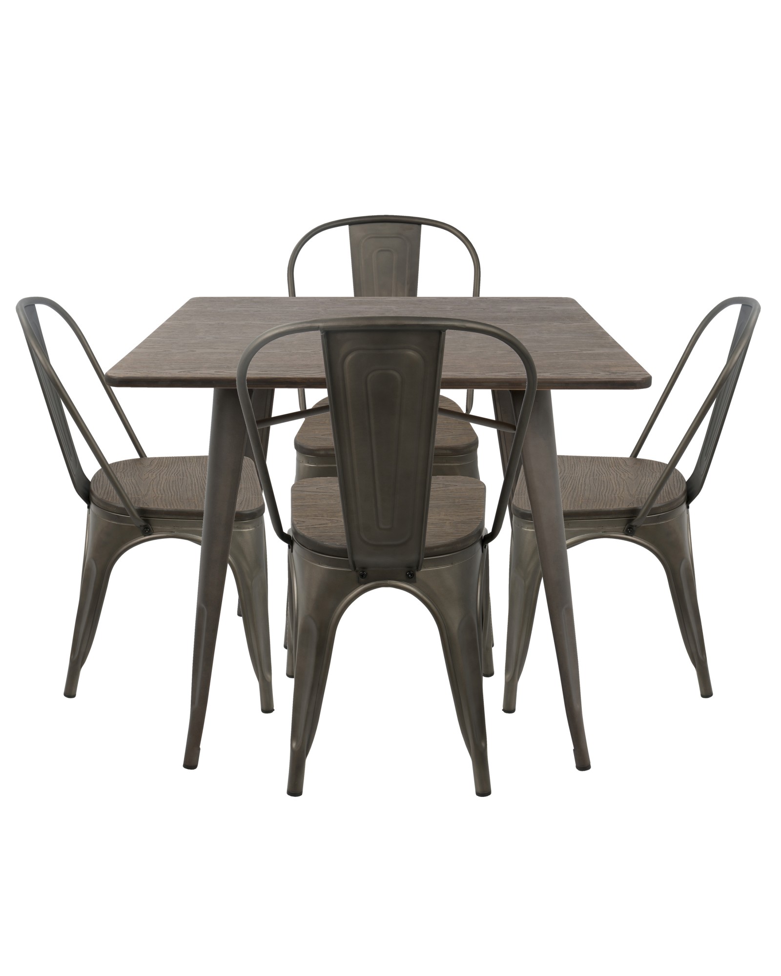 Oregon 5-Piece Industrial-Farmhouse Dining Set in Antique and Espresso