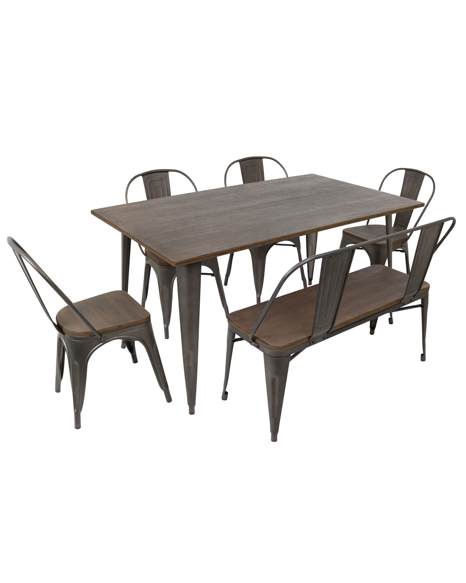 Oregon 6-Piece Industrial-Farmhouse Dining Set in Antique and Espresso