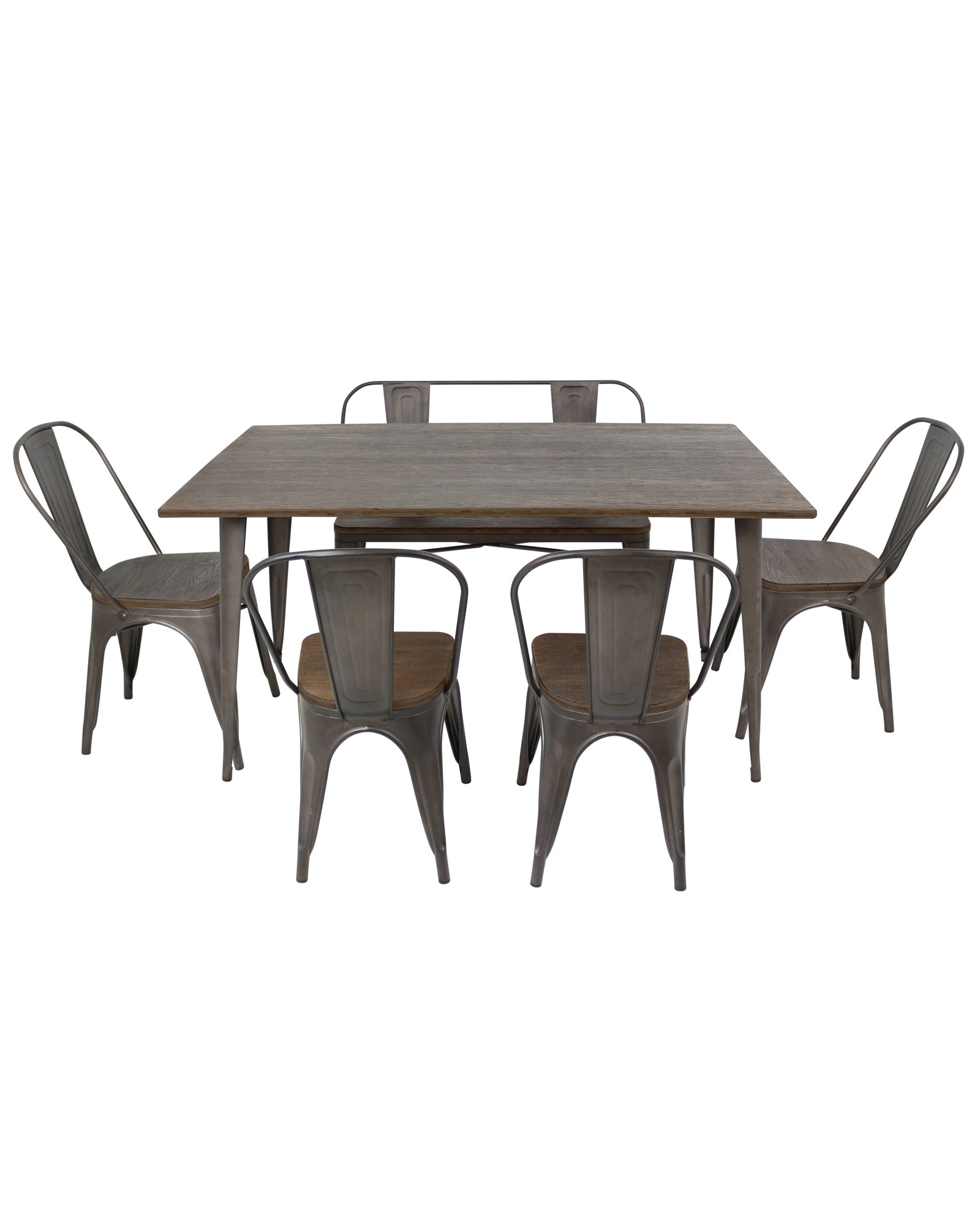 Oregon 6-Piece Industrial-Farmhouse Dining Set in Antique and Espresso