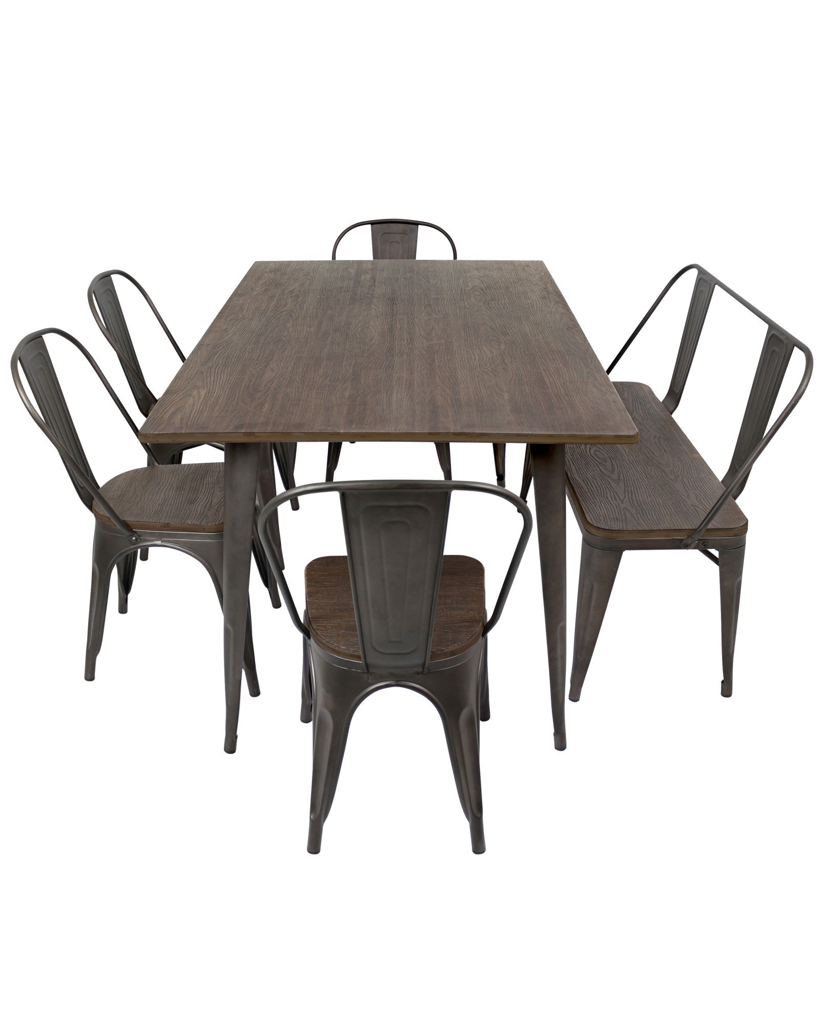 Oregon 6-Piece Industrial-Farmhouse Dining Set in Antique and Espresso