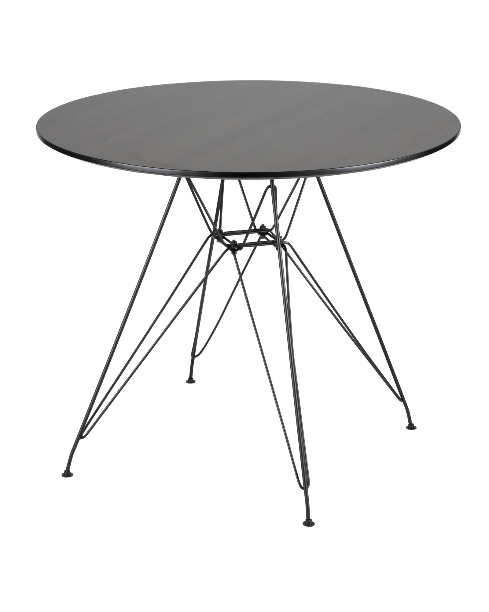 Avery Mid-Century Modern Round Dining Table in Black and Walnut