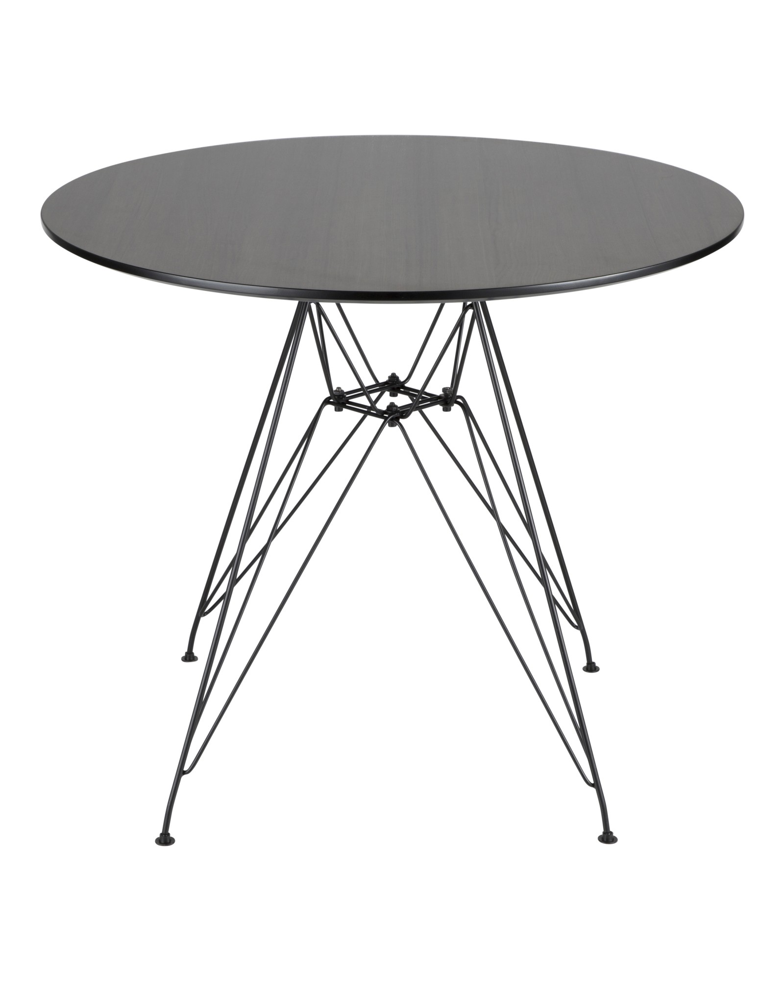 Avery Mid-Century Modern Round Dining Table in Black and Walnut