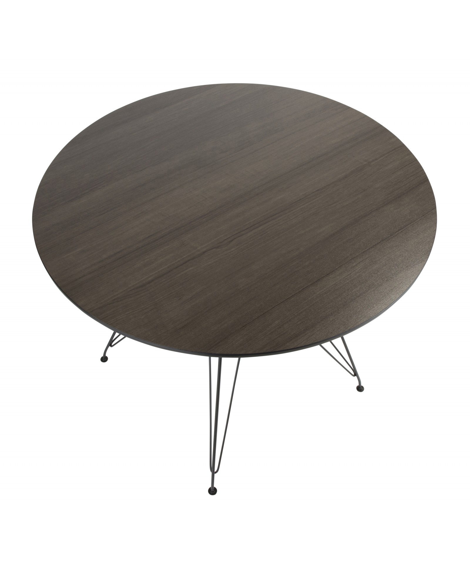 Avery Mid-Century Modern Round Dining Table in Black and Walnut