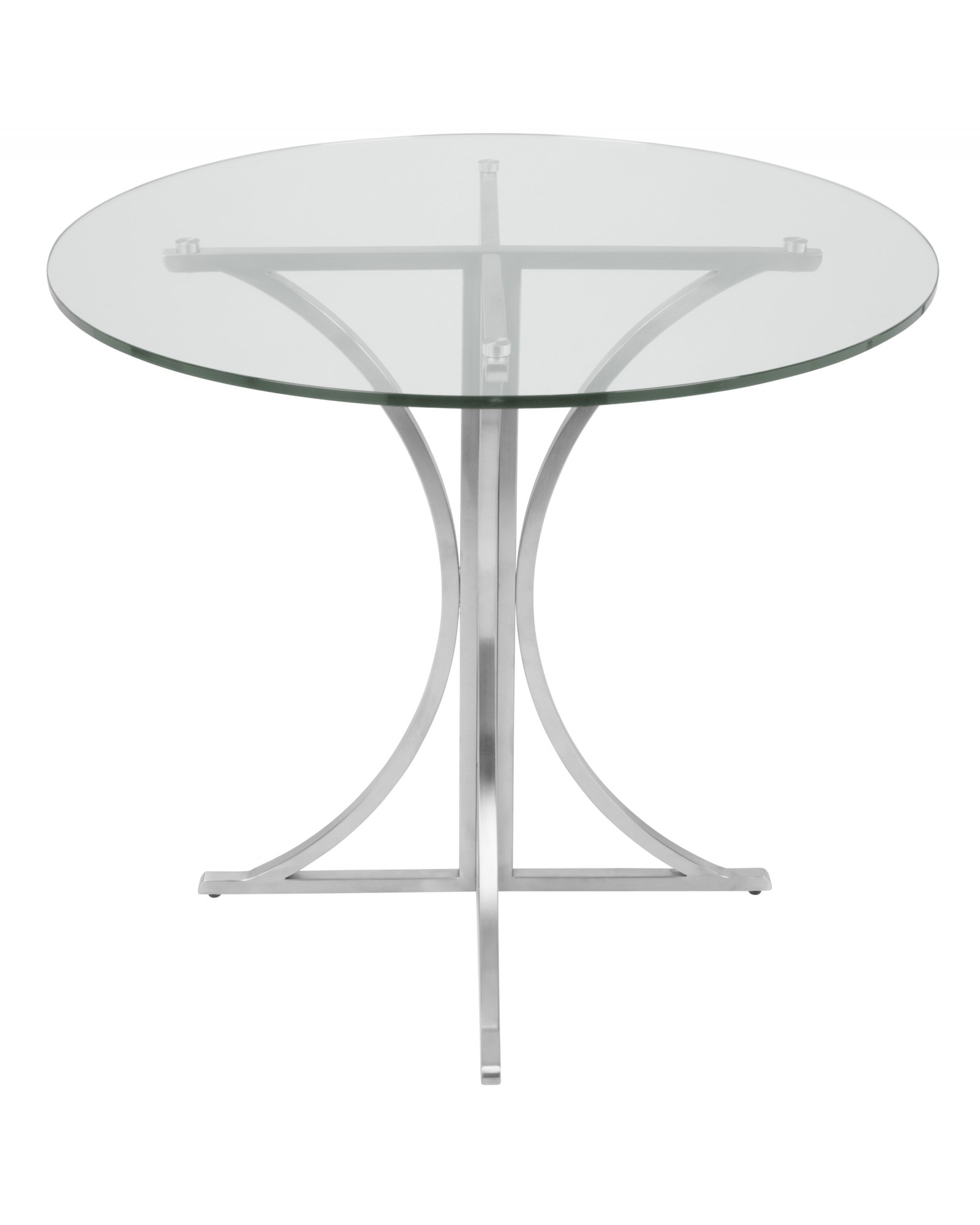 Boro Contemporary Dining Table in Clear and Silver