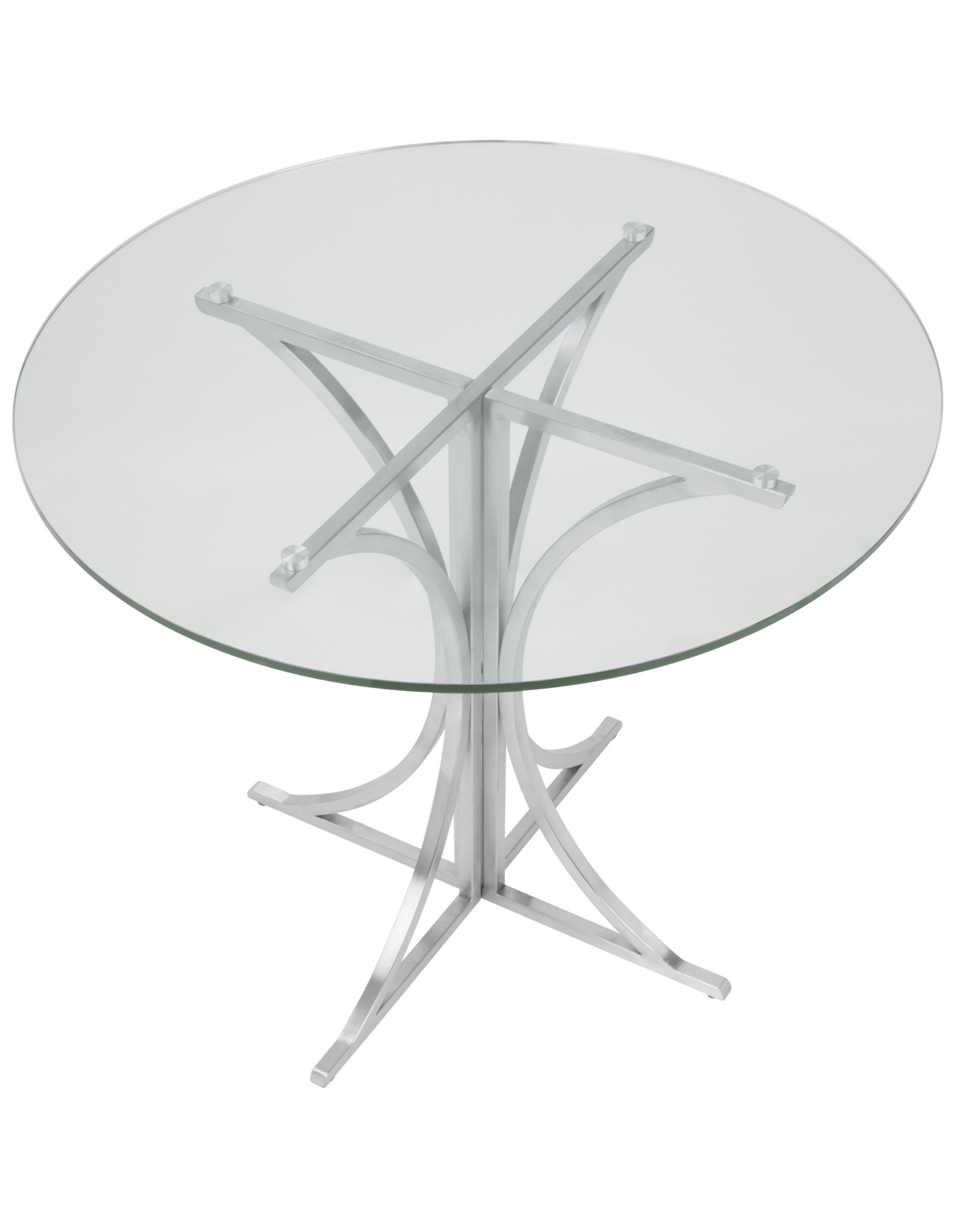 Boro Contemporary Dining Table in Clear and Silver