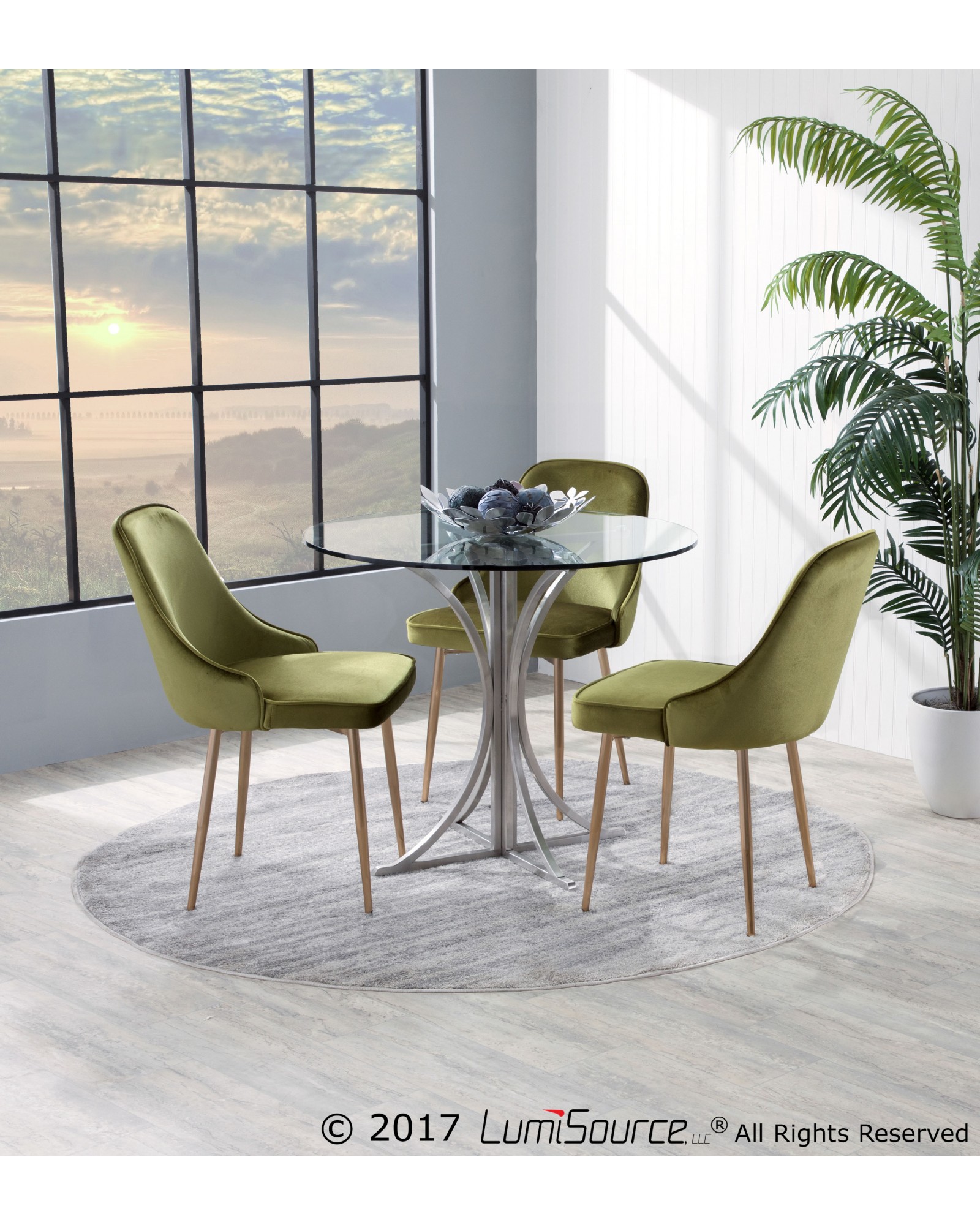 Boro Contemporary Dining Table in Clear and Silver