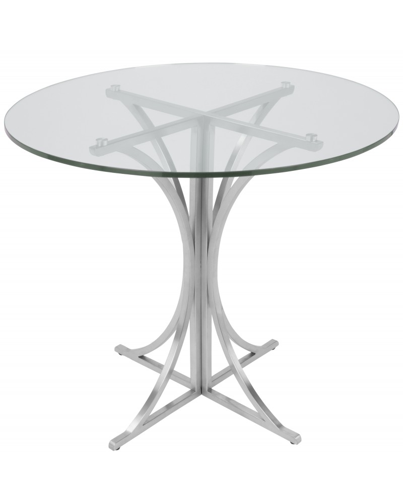 Boro Contemporary Dining Table in Clear and Silver