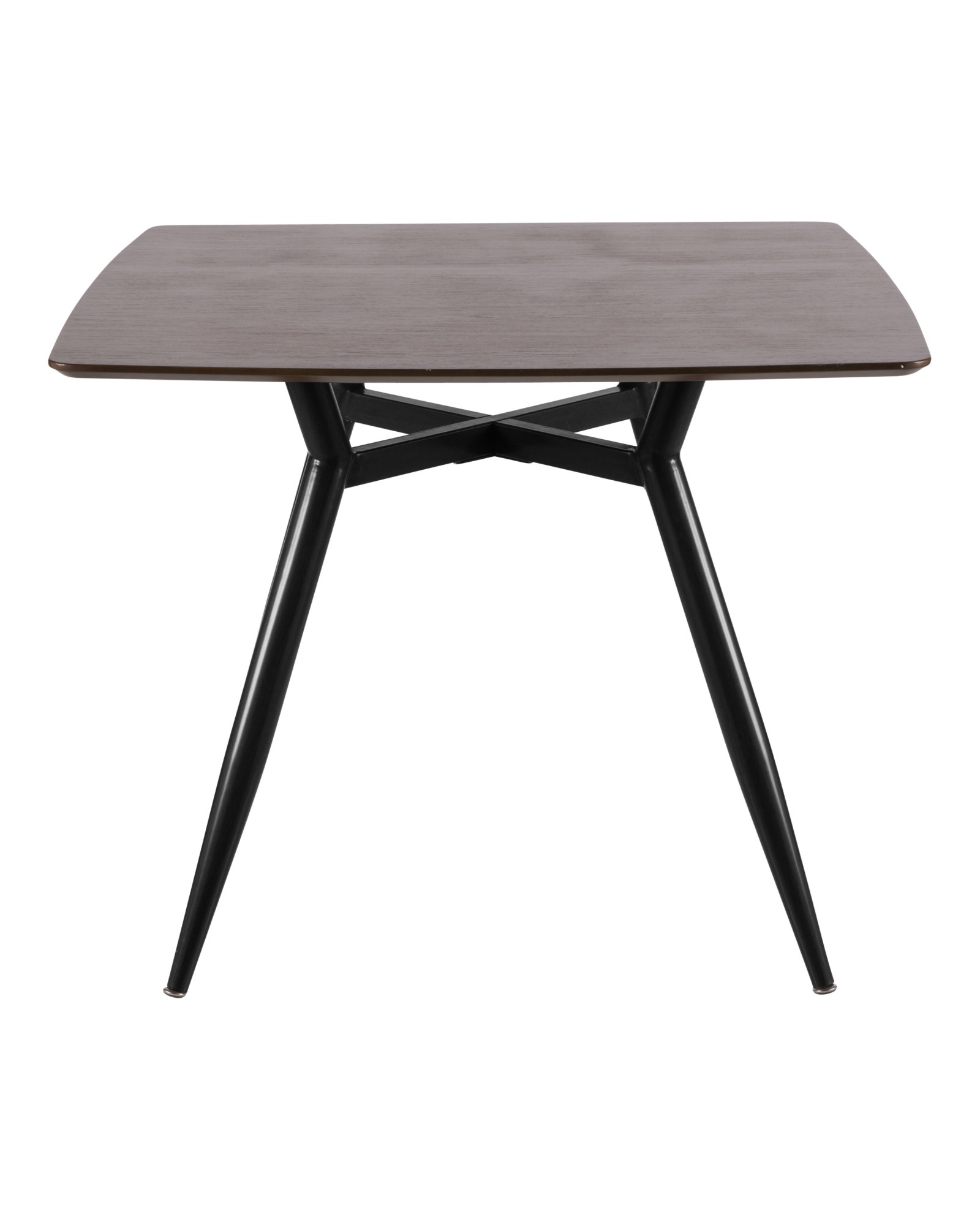 Clara Mid-Century Modern Square Dining Table with Black Metal Legs and Walnut Wood Top