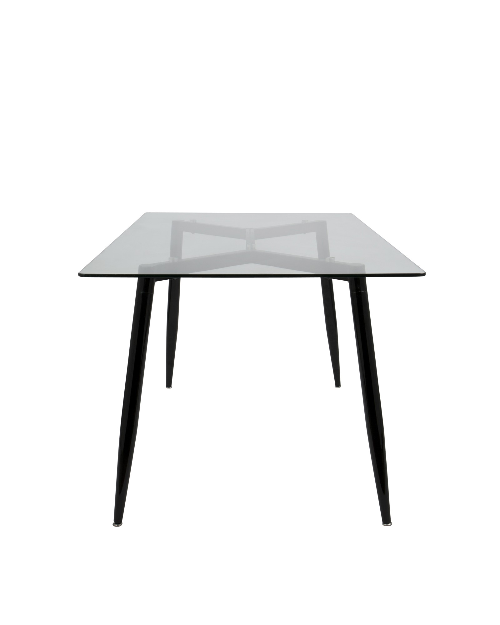 Clara Mid-Century Modern Dining Table in Black and Clear