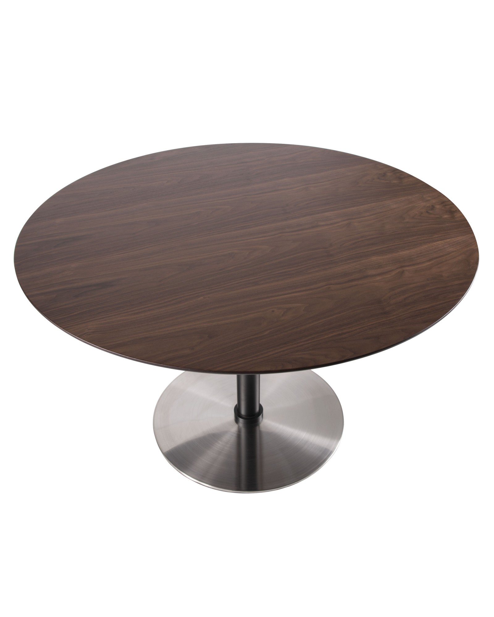 Dillon Mid-Century Modern Dining Table in Walnut and Stainless Steel