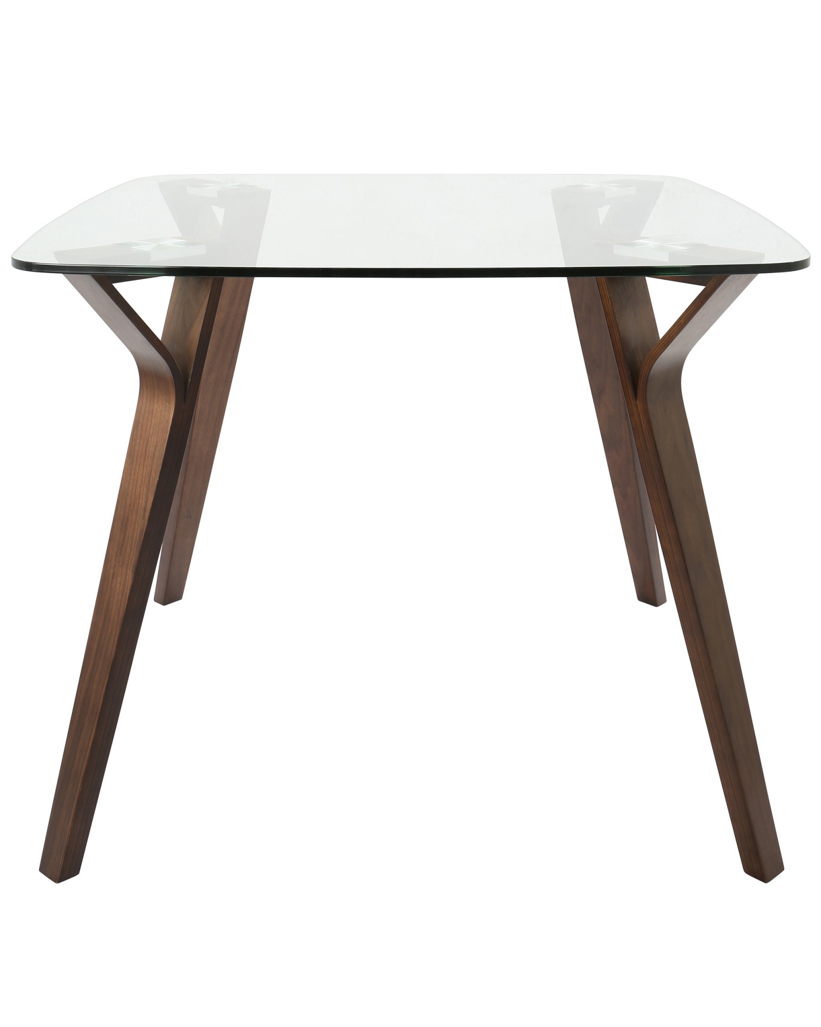 Folia Mid-Century Modern Dining Table in Walnut and Glass