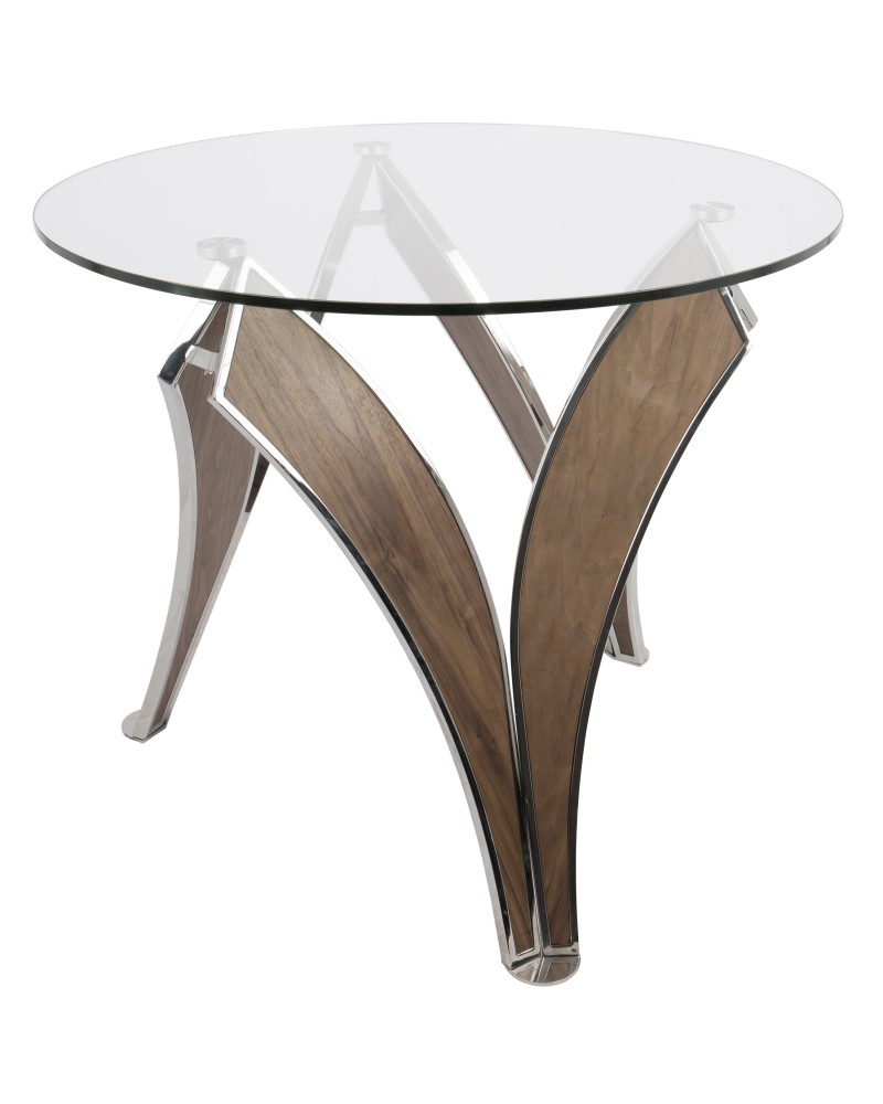 Prestige Contemporary Dining Table in Polished Stainless Steel and Walnut