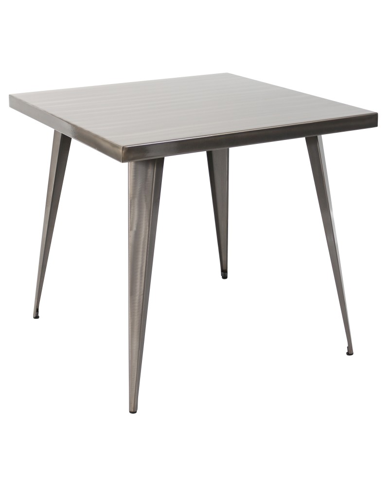 Austin Industrial Dining Table in Brushed Silver