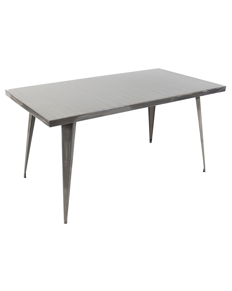 Austin Industrial Dining Table in Brushed Silver