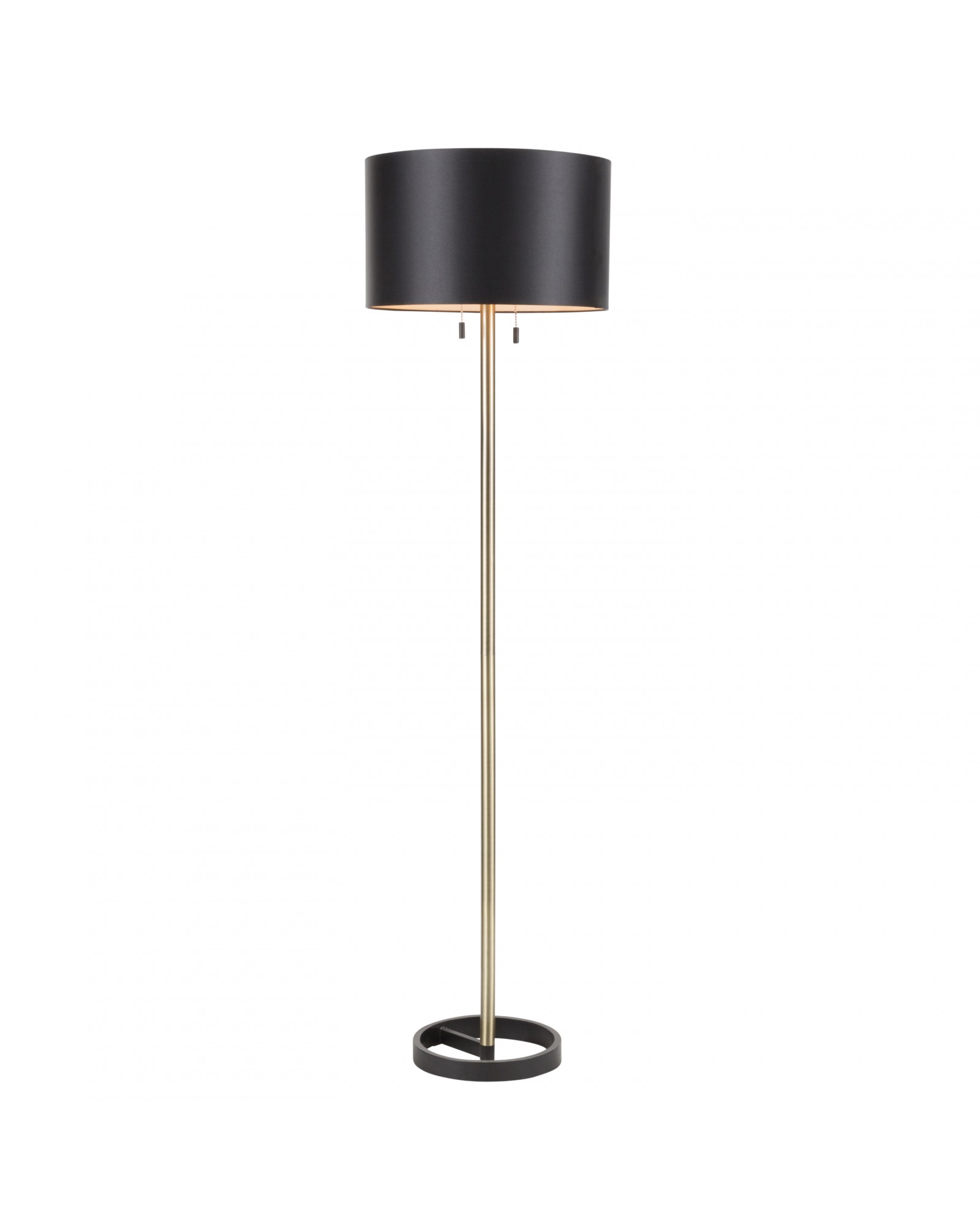 Hilton Contemporary Floor Lamp in Black with Gold Accents