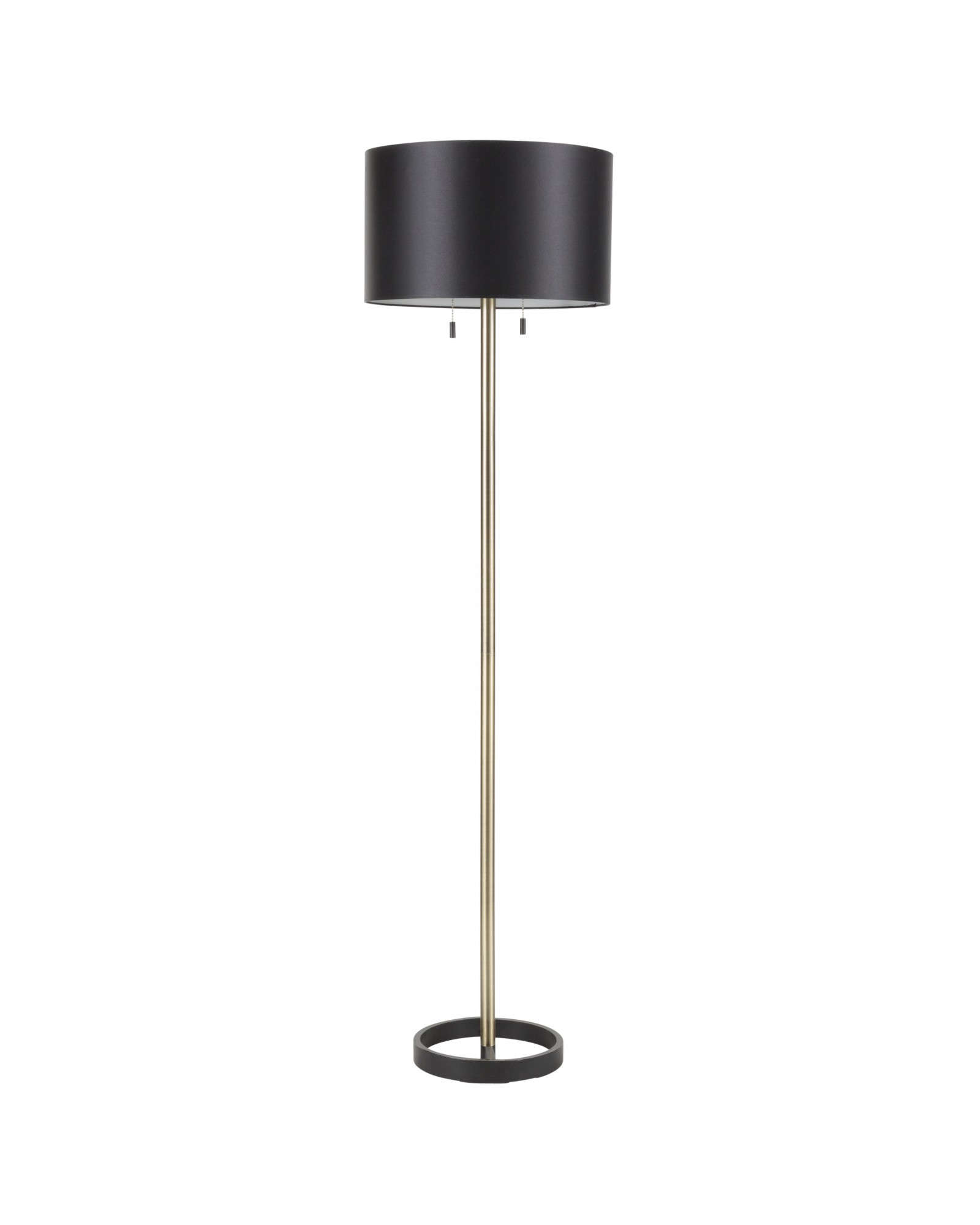Hilton Contemporary Floor Lamp in Black with Gold Accents