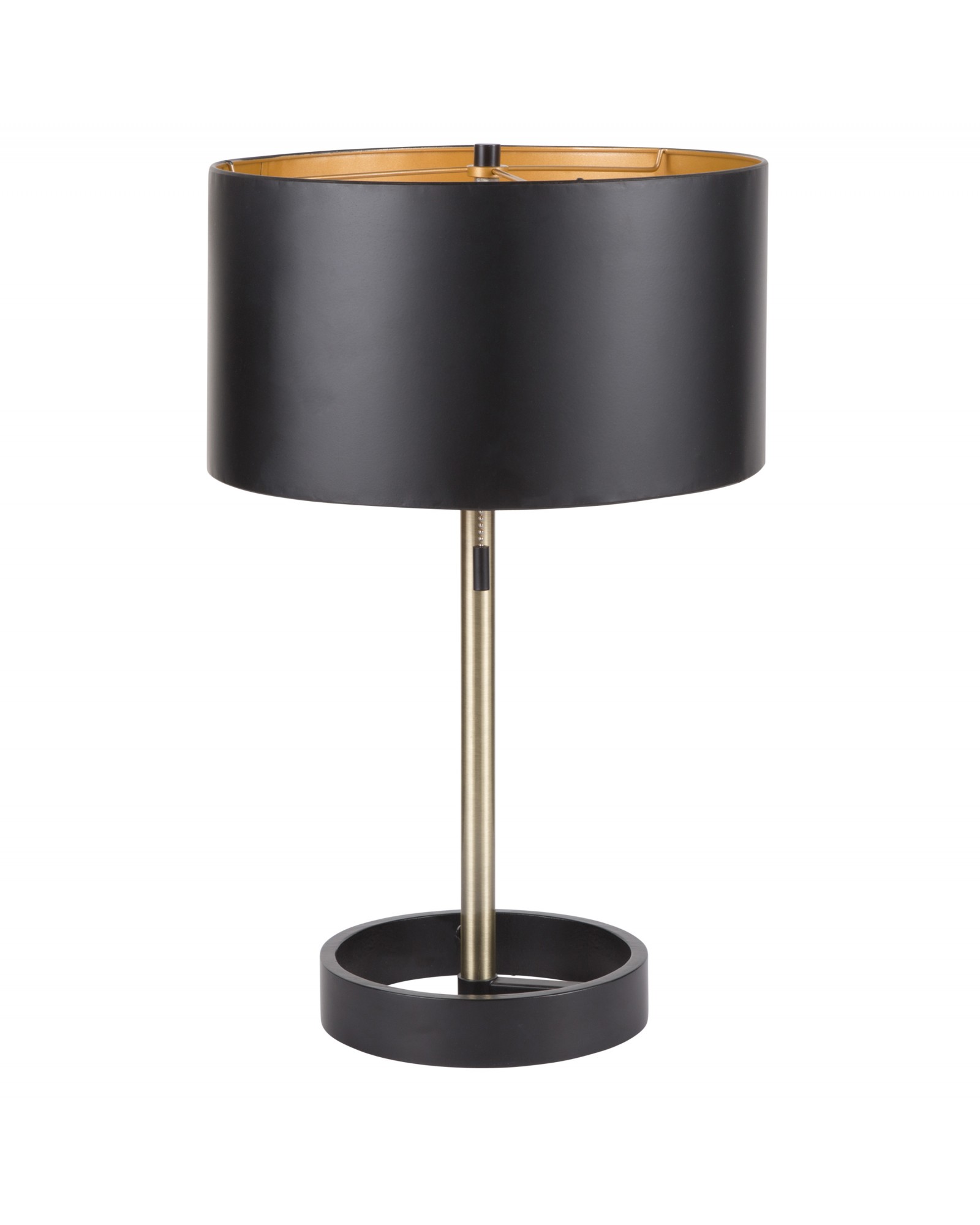 Hilton Contemporary Table Lamp in Black with Gold Accents