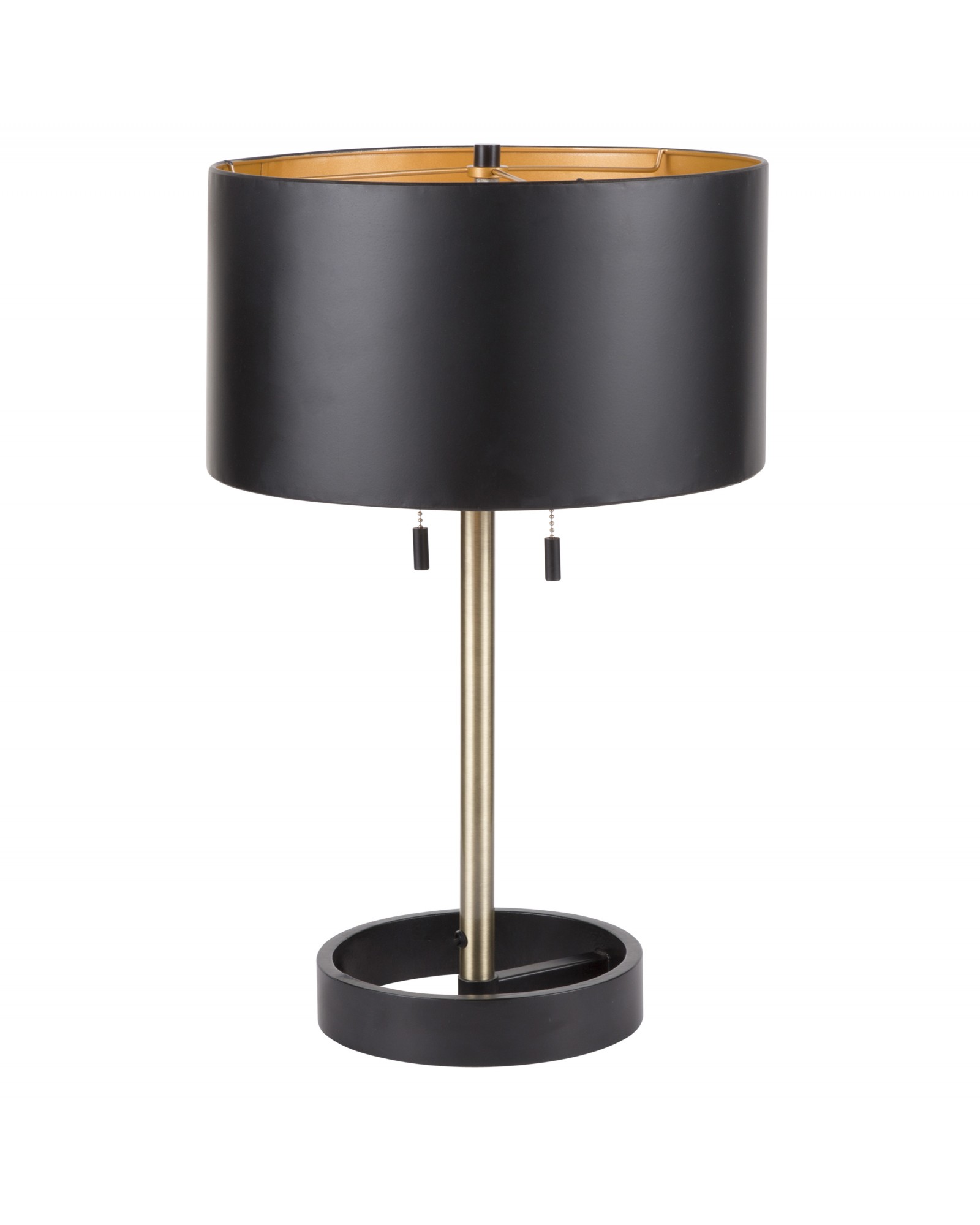 Hilton Contemporary Table Lamp in Black with Gold Accents