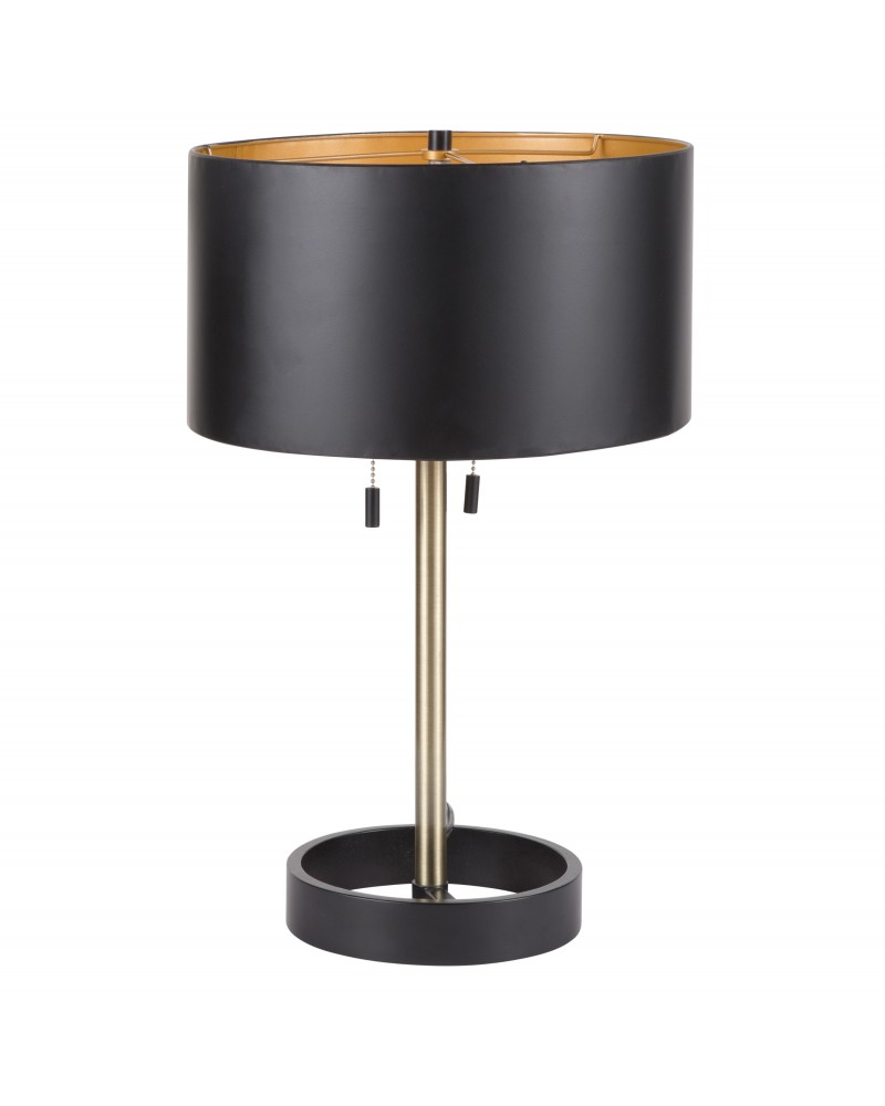 Hilton Contemporary Table Lamp in Black with Gold Accents