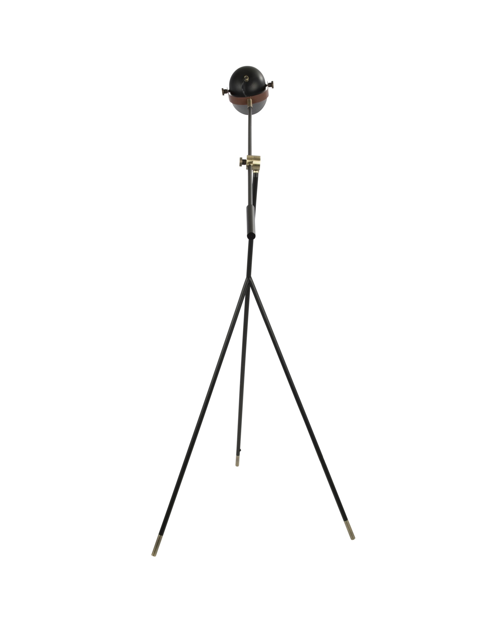 Hayward Industrial Tripod Floor Lamp in Black with Gold Accents