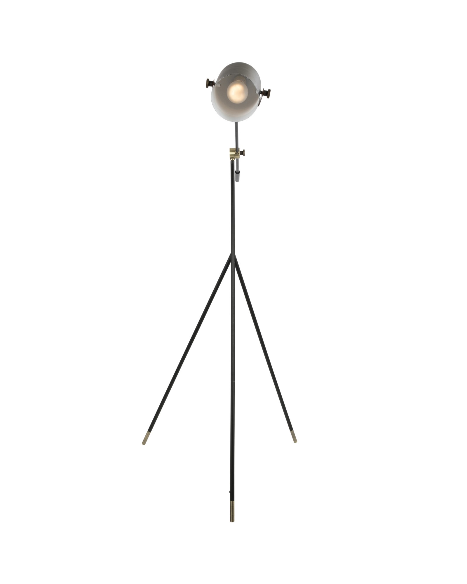 Hayward Industrial Tripod Floor Lamp in Black with Gold Accents