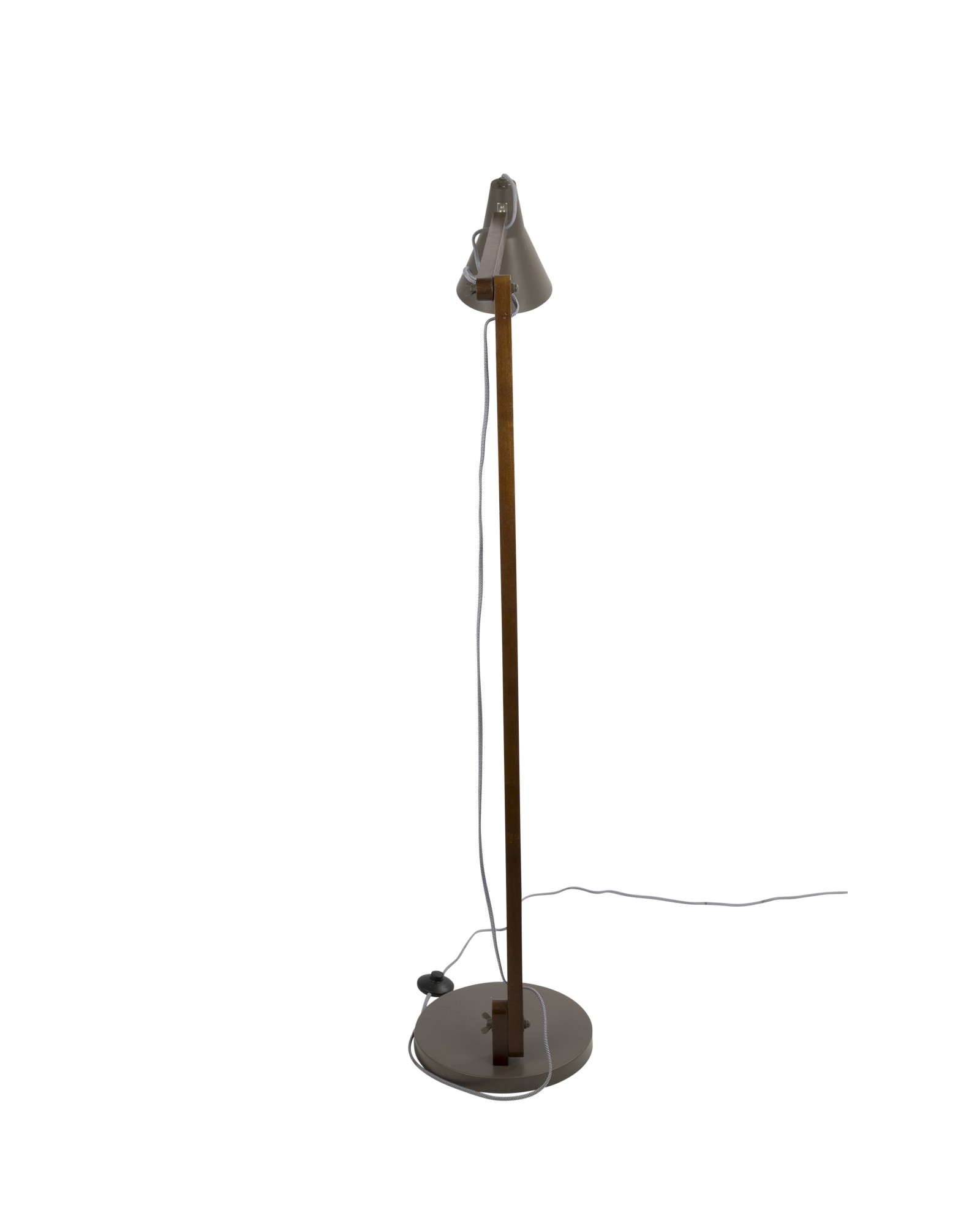 Oregon Industrial Adjustable Floor Lamp in Walnut and Grey