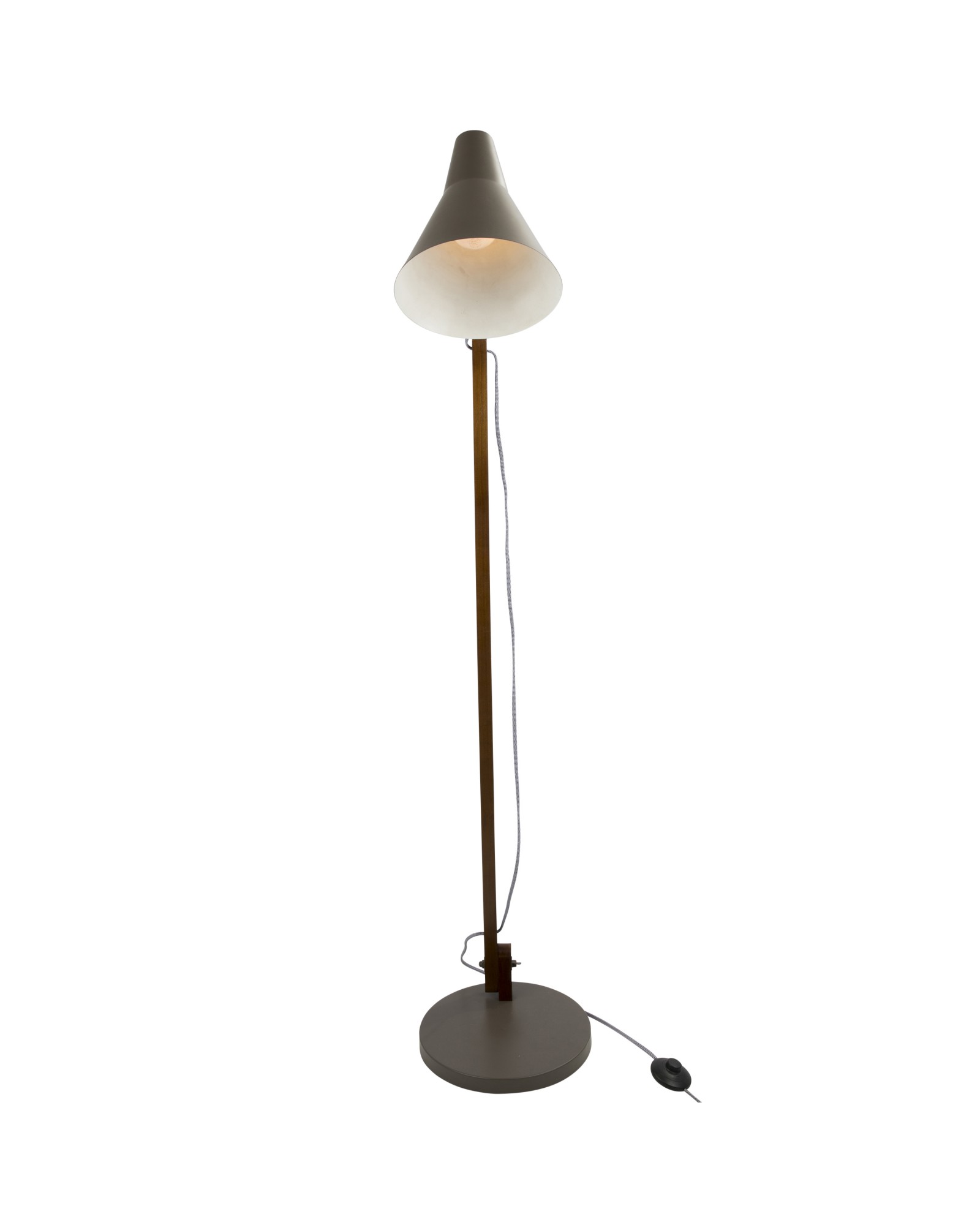 Oregon Industrial Adjustable Floor Lamp in Walnut and Grey