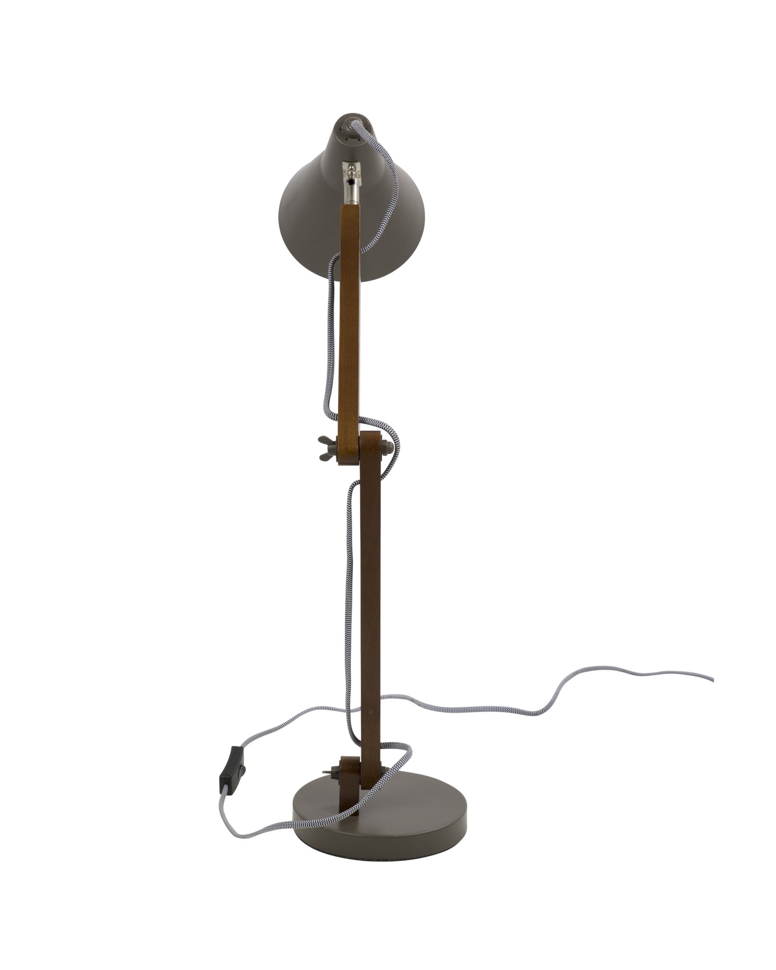 Oregon Industrial Adjustable Table Lamp in Walnut and Grey