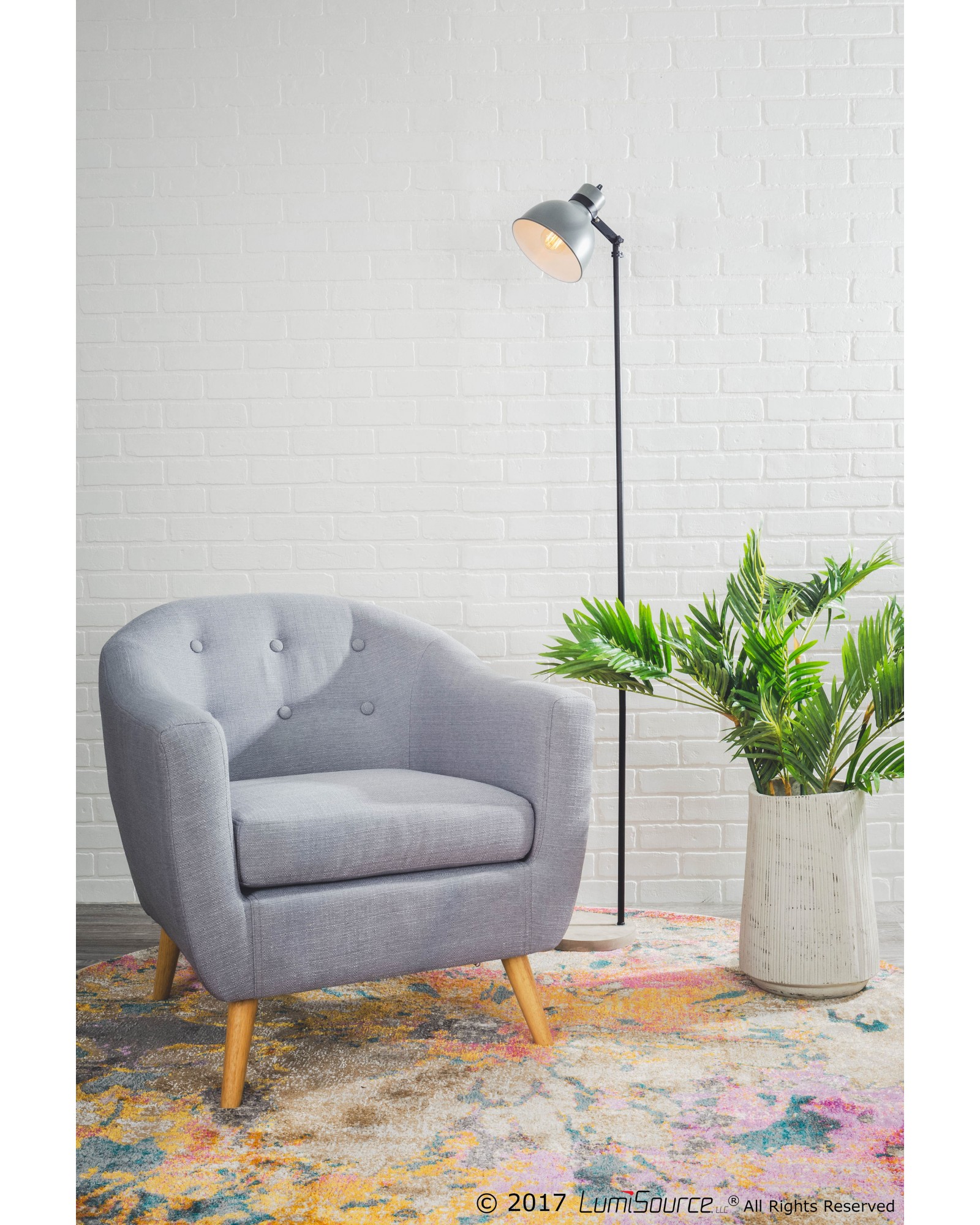 Concrete Industrial Floor Lamp in Black and Grey