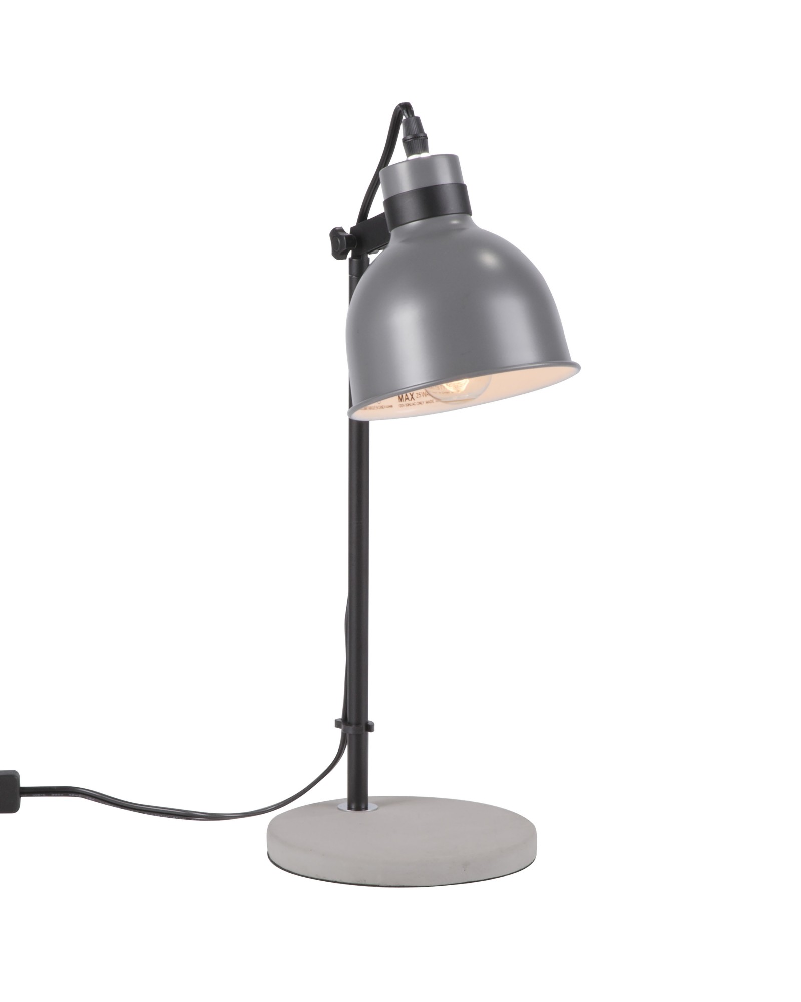 Concrete Industrial Table Lamp in Black and Grey