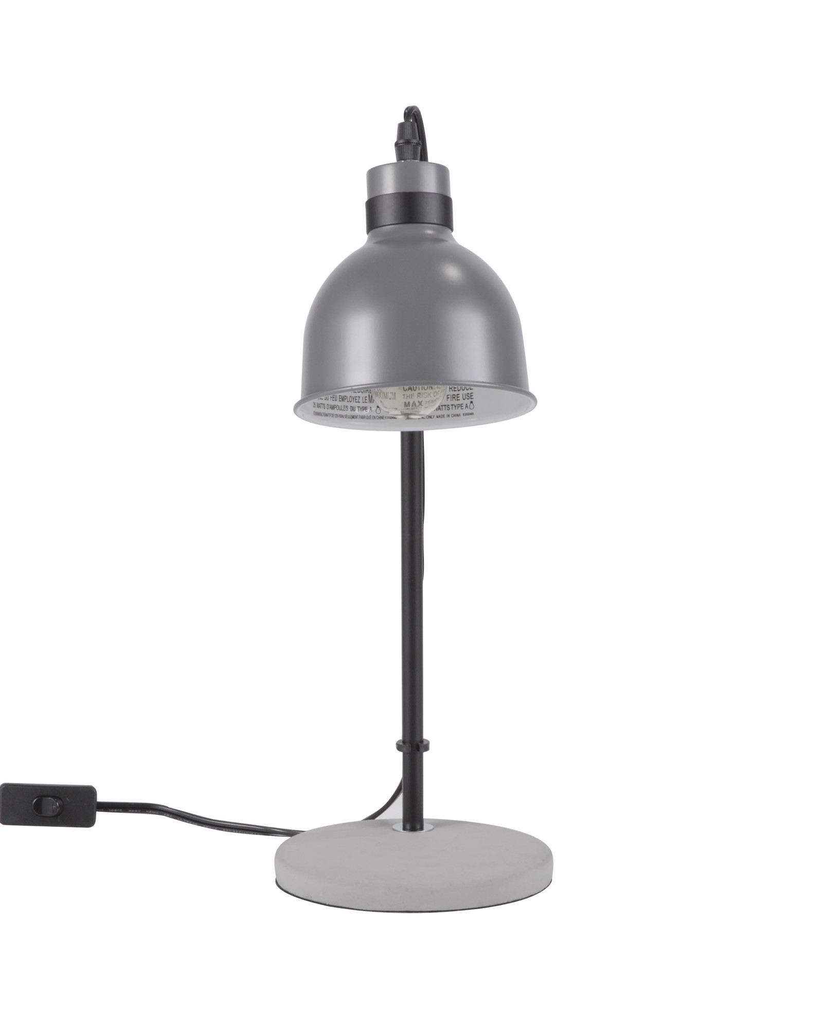 Concrete Industrial Table Lamp in Black and Grey