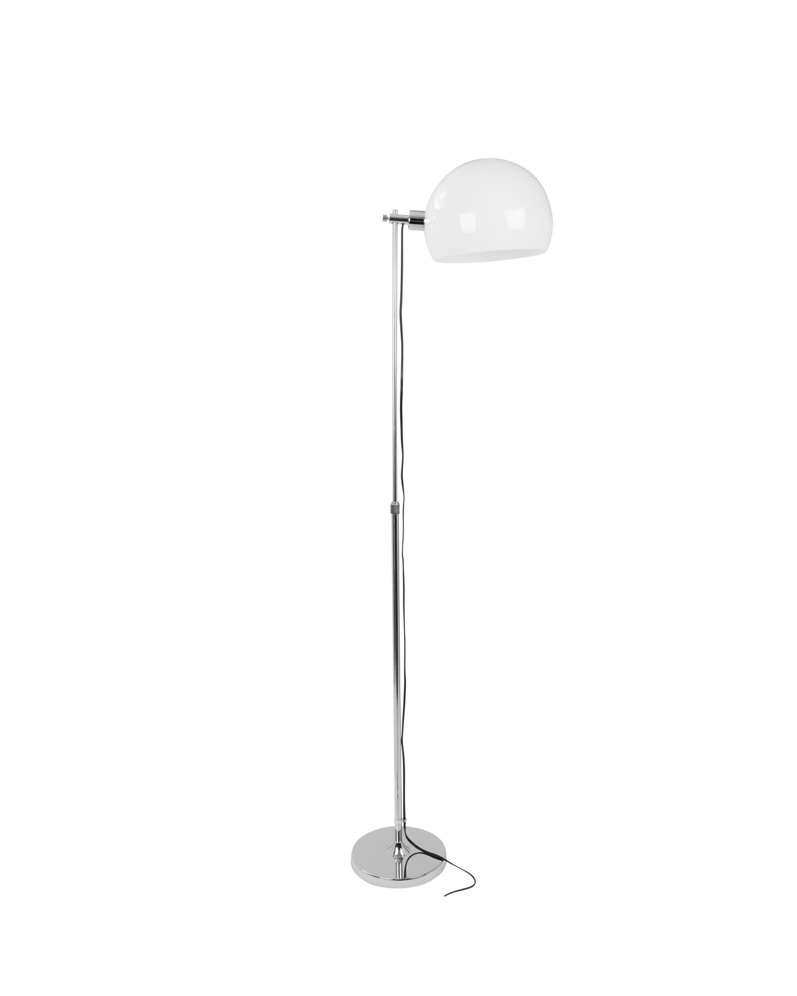 Decco Contemporary Adjustable Floor Lamp in Chrome with White Shade