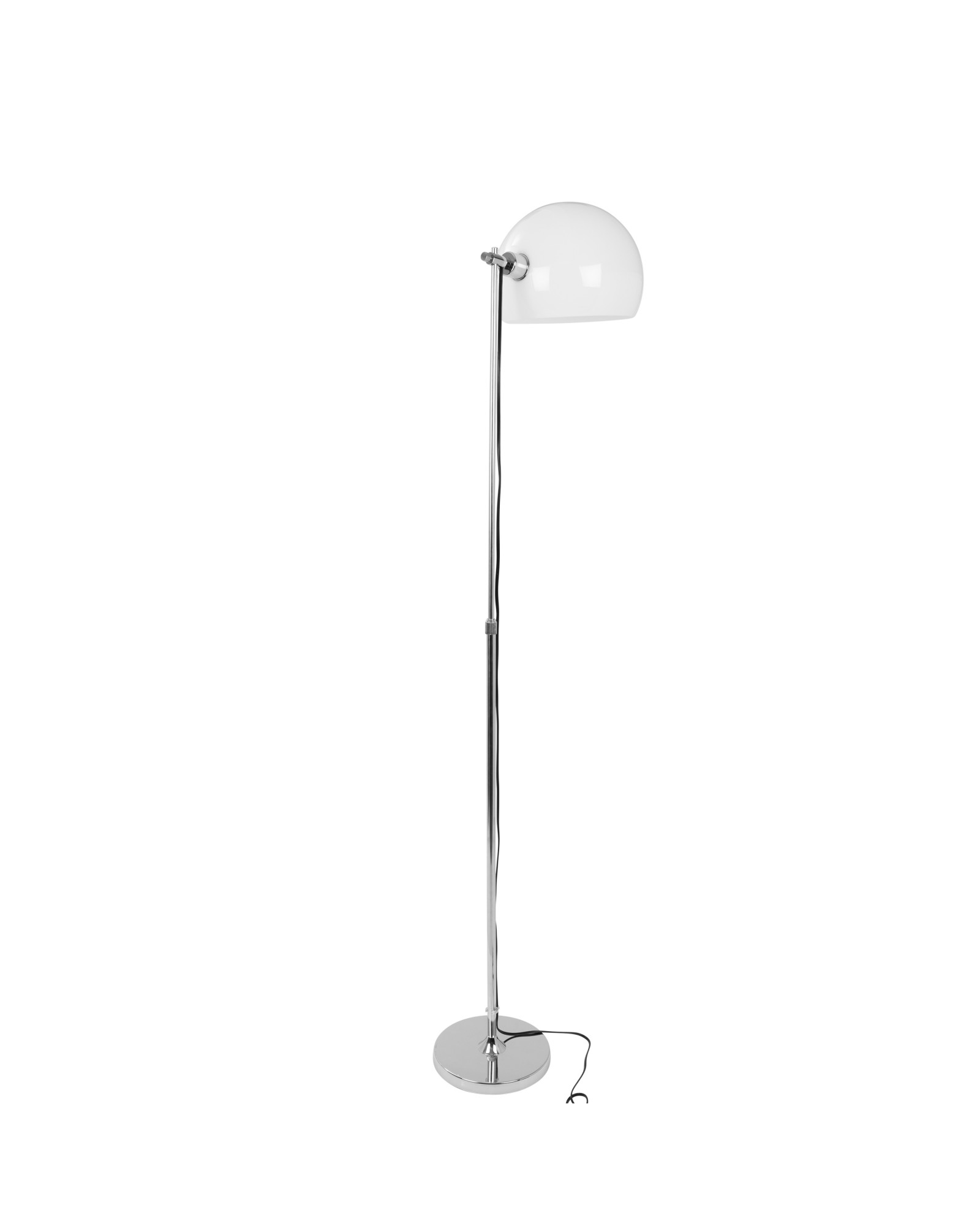 Decco Contemporary Adjustable Floor Lamp in Chrome with White Shade