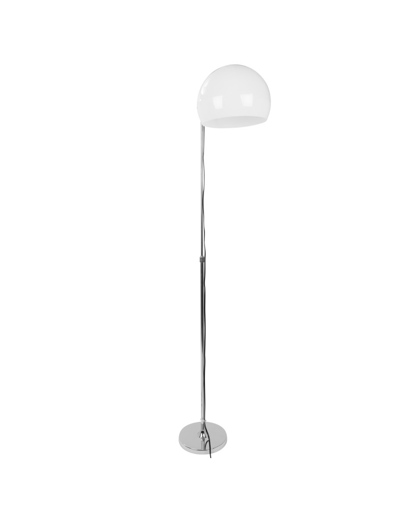 Decco Contemporary Adjustable Floor Lamp in Chrome with White Shade
