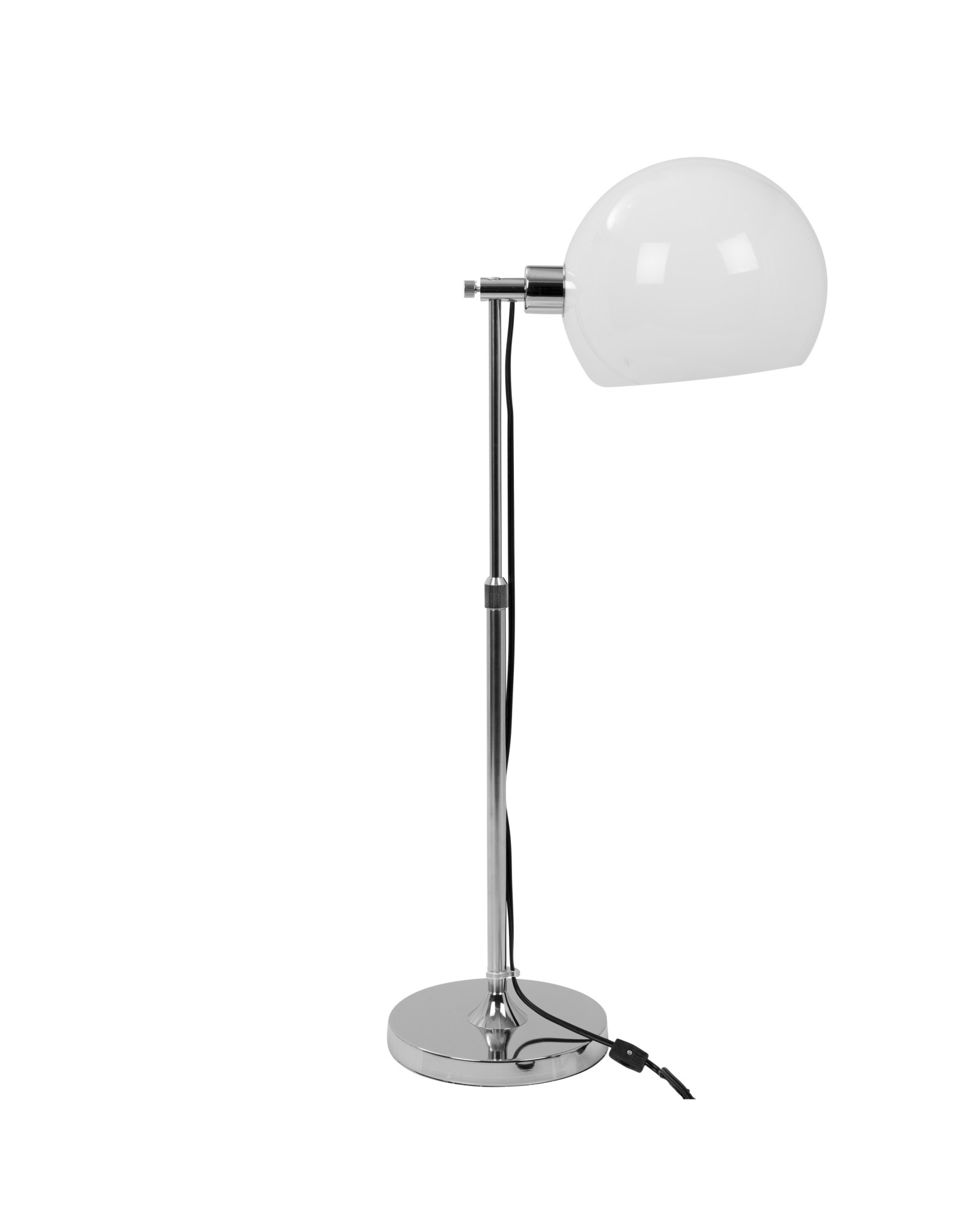 Decco Contemporary Adjustable Table Lamp in Chrome with White Shade