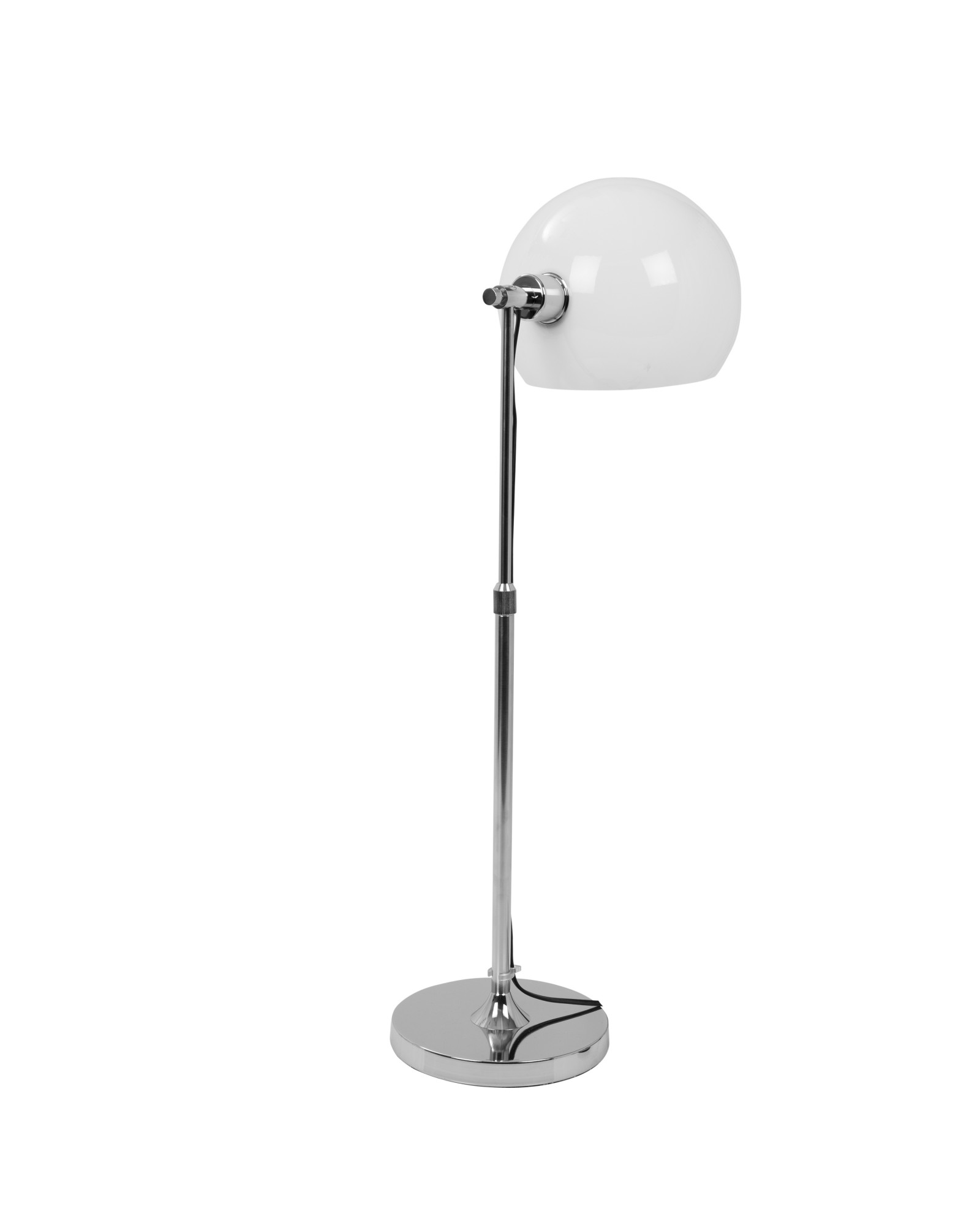 Decco Contemporary Adjustable Table Lamp in Chrome with White Shade