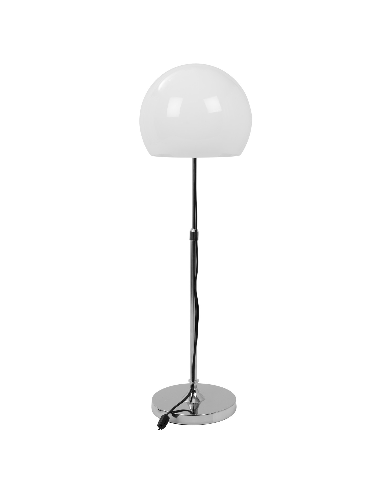 Decco Contemporary Adjustable Table Lamp in Chrome with White Shade