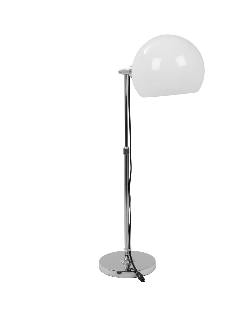 Decco Contemporary Adjustable Table Lamp in Chrome with White Shade