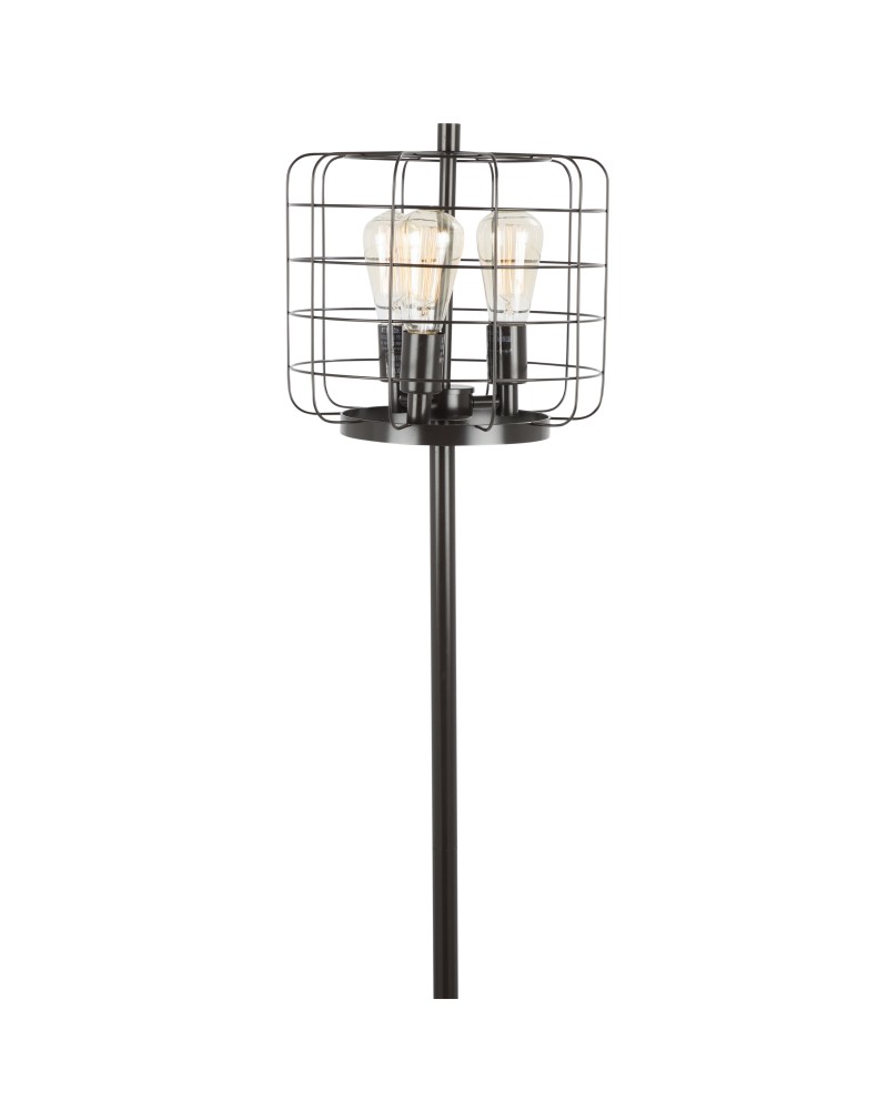 Indy Cage Industrial Floor Lamp in Antique