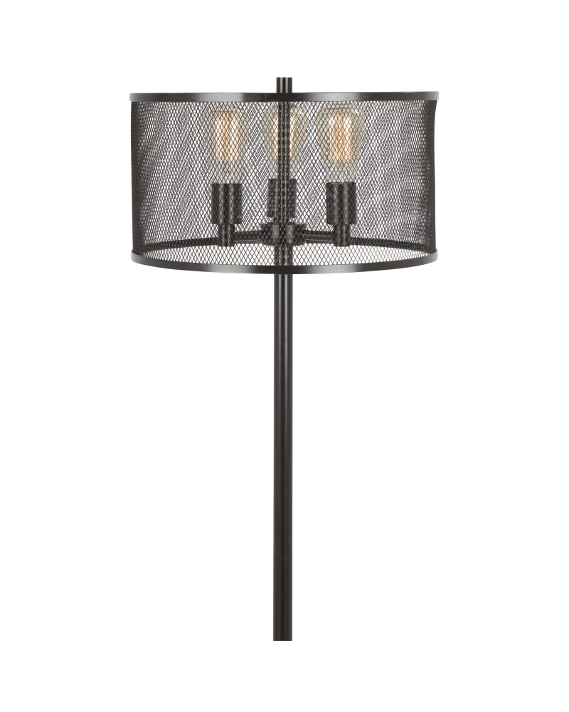 Indy Mesh Industrial Floor Lamp in Antique