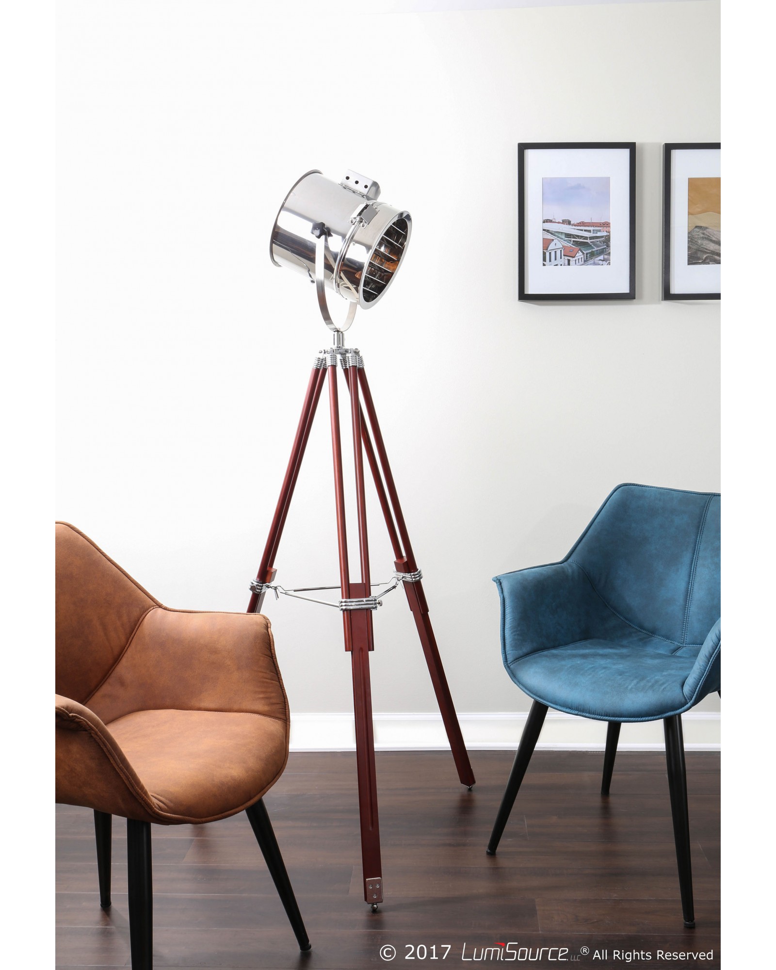 Ahoy Contemporary Floor Lamp in Cherry and Chrome