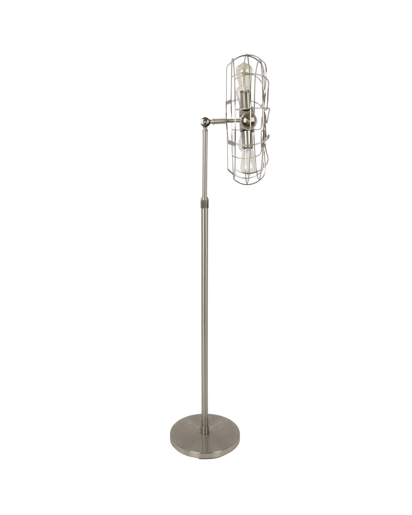 Ozzy Vintage Industrial Floor Lamp in Satin Nickel