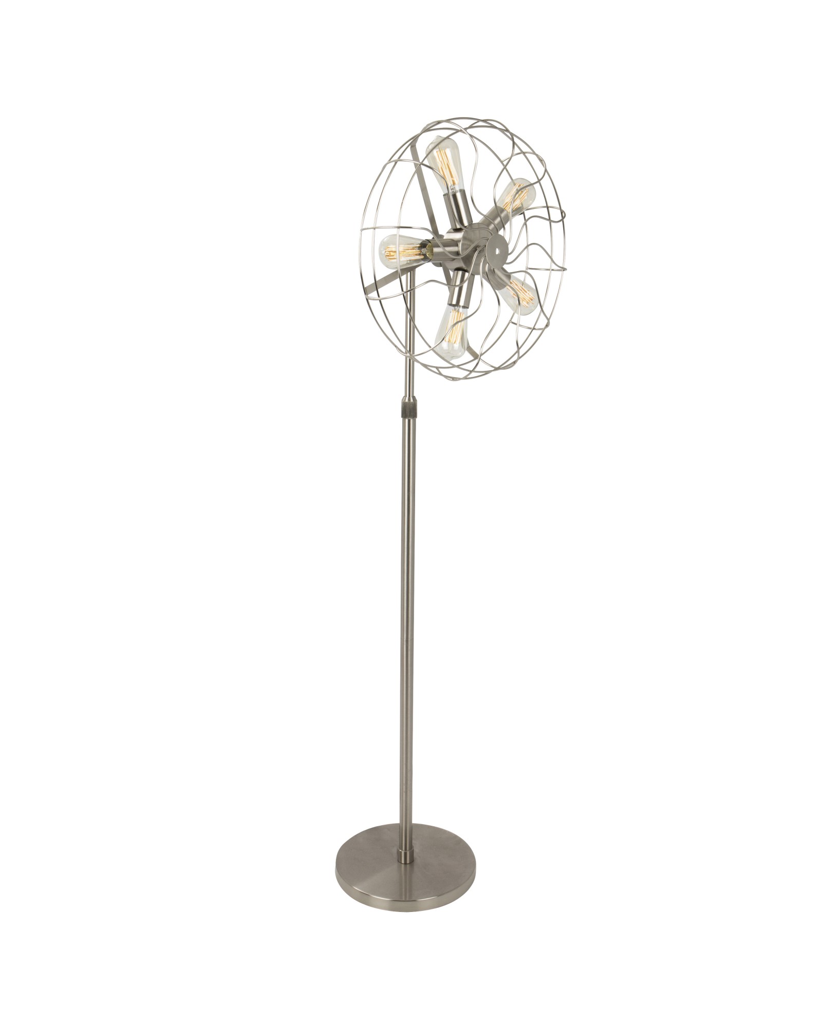 Ozzy Vintage Industrial Floor Lamp in Satin Nickel