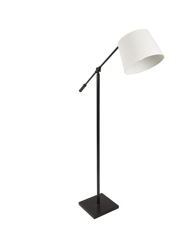 Piper Industrial Floor Lamp in Antique with Cream Shade