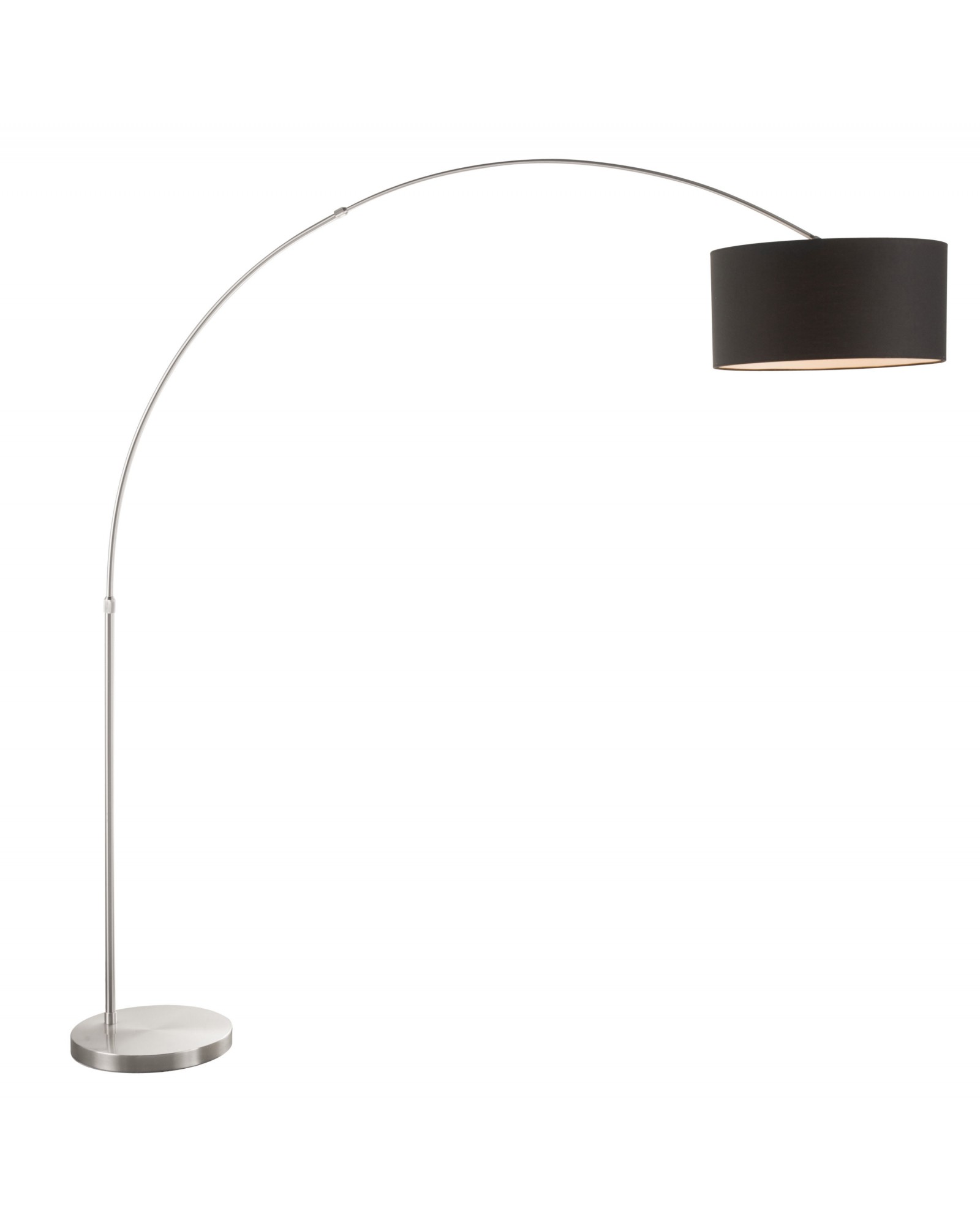 Salon Contemporary Floor Lamp with Satin Nickel Base and Black Shade