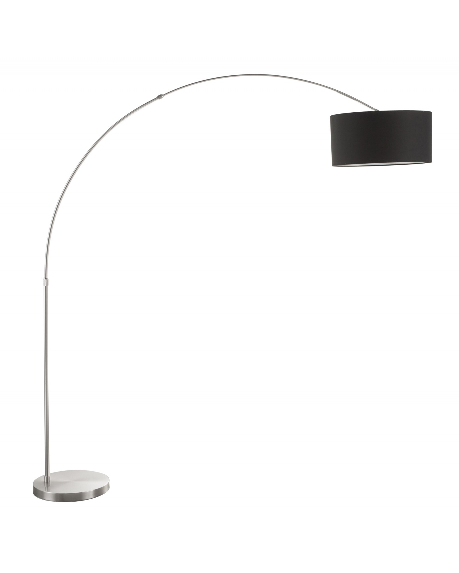 Salon Contemporary Floor Lamp with Satin Nickel Base and Black Shade