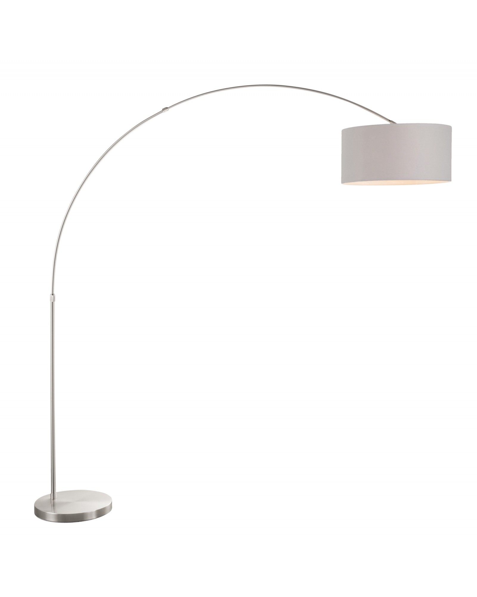 Salon Contemporary Floor Lamp with Satin Nickel Base and Grey Shade