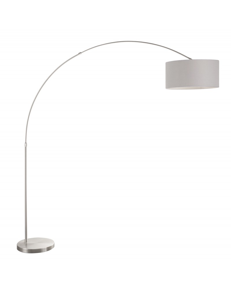 Salon Contemporary Floor Lamp with Satin Nickel Base and Grey Shade